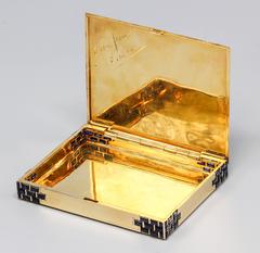 CHARLES HOLL Art Deco Sapphire and Gold Box