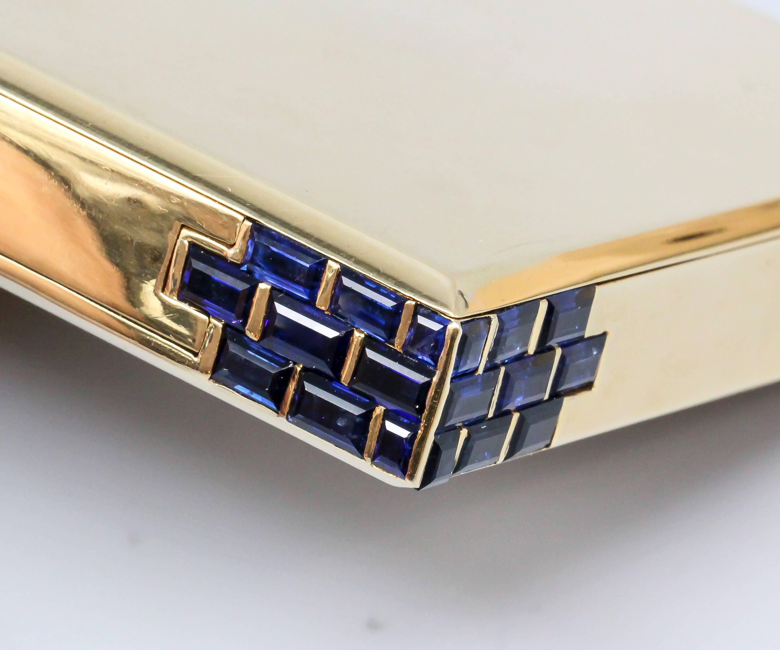 CHARLES HOLL Art Deco Sapphire and Gold Box In Excellent Condition In New York, NY