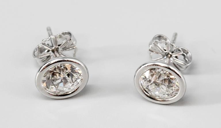 Old European Cut Diamond Platinum Stud Earrings For At 1stdibs Old European Cut Diamond Platinum Stud Earrings In Excellent Condition For New York