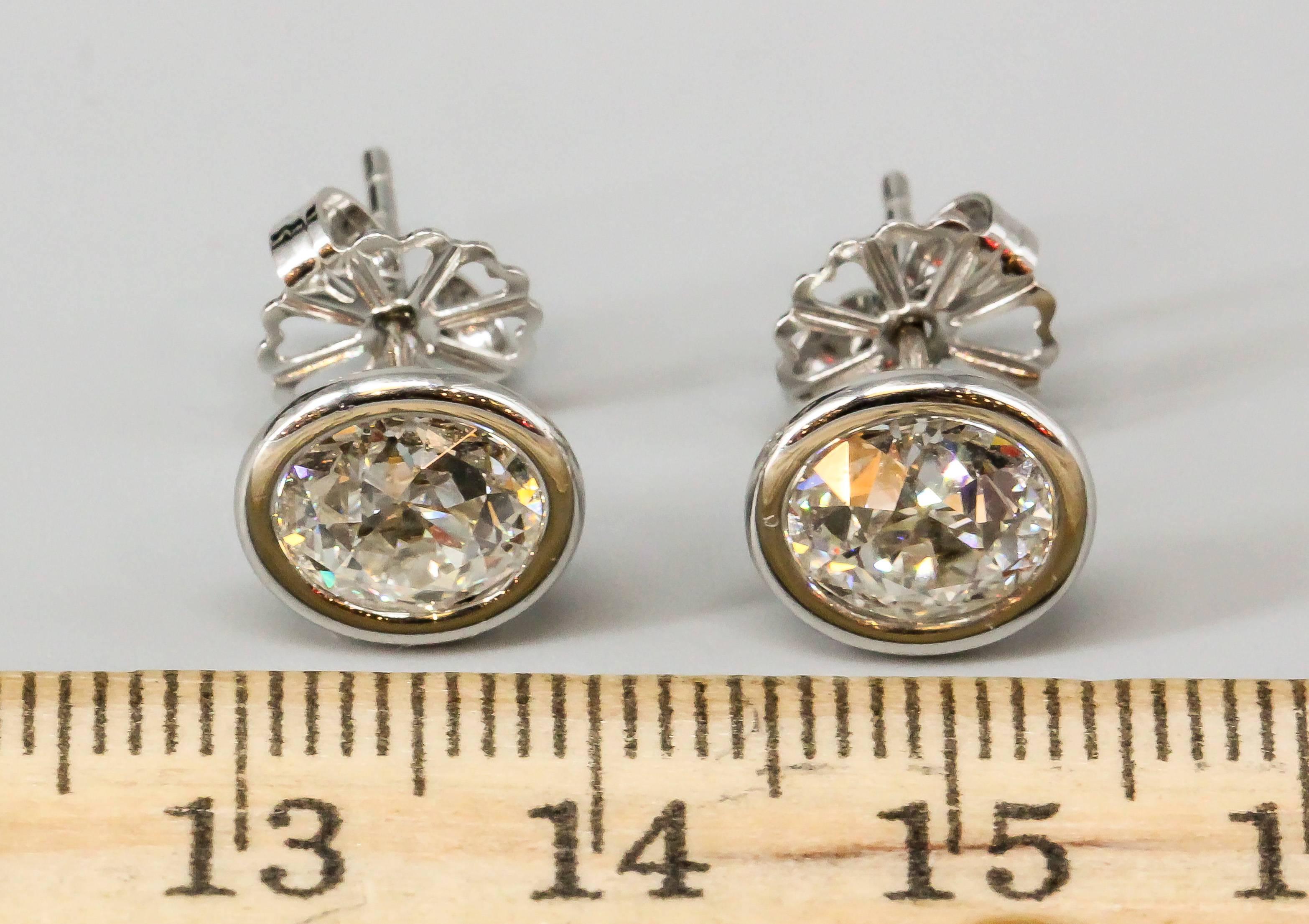 old european cut diamond stud earrings