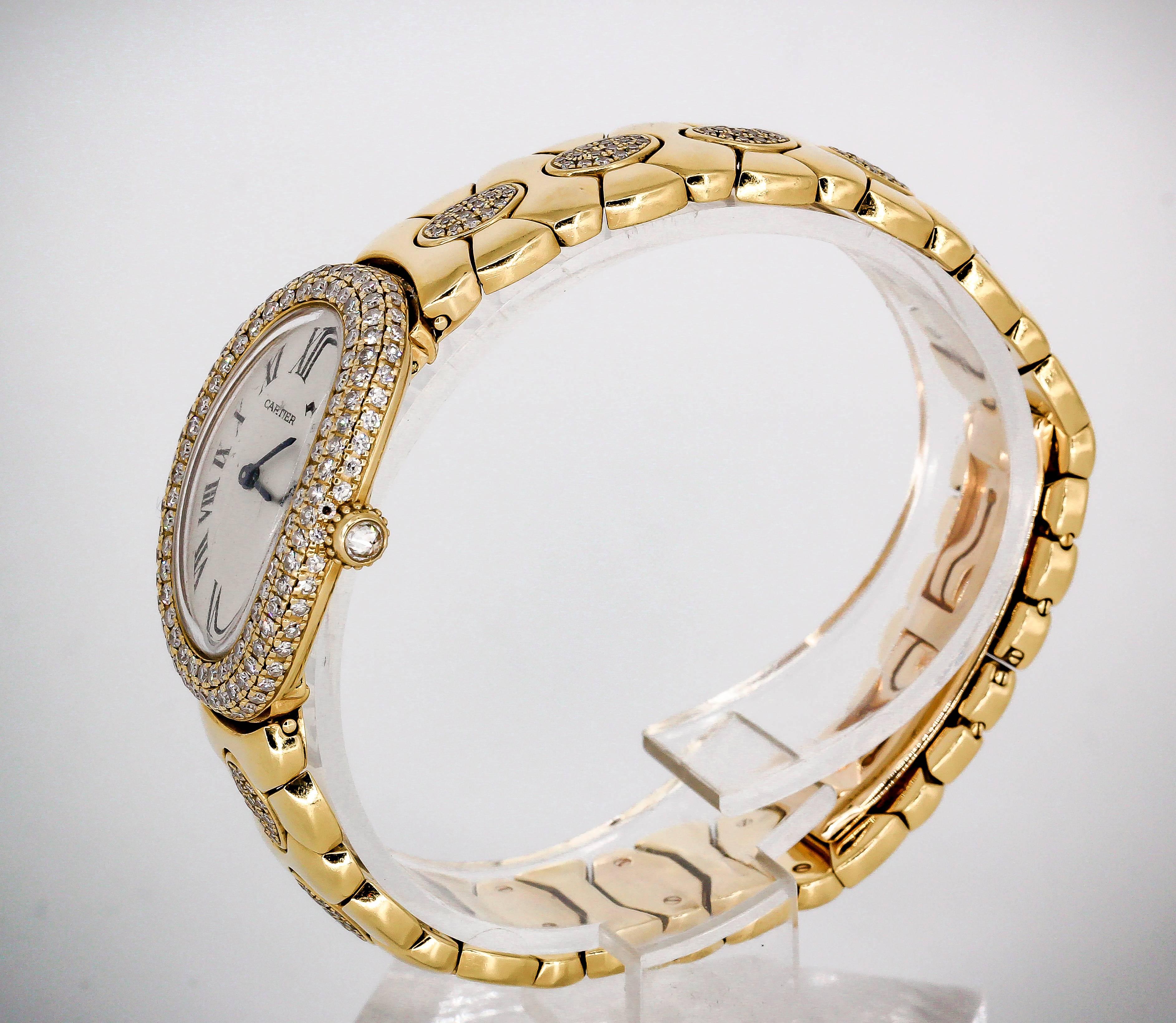 Chic and rare diamond and 18K yellow gold ladies wrist watch from the 