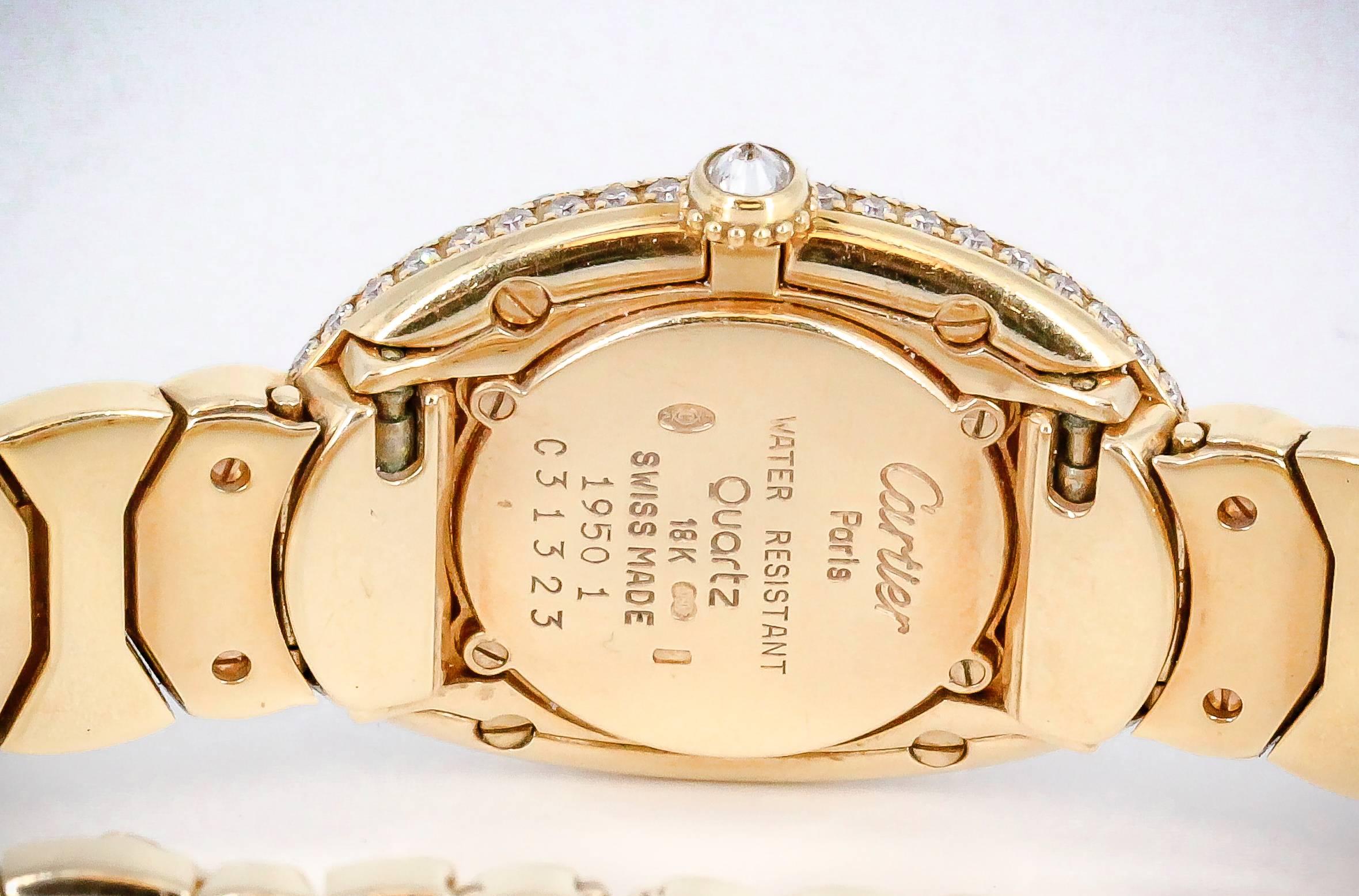 Cartier Ladies Yellow Gold Diamond Baignoire Quartz Wristwatch 2