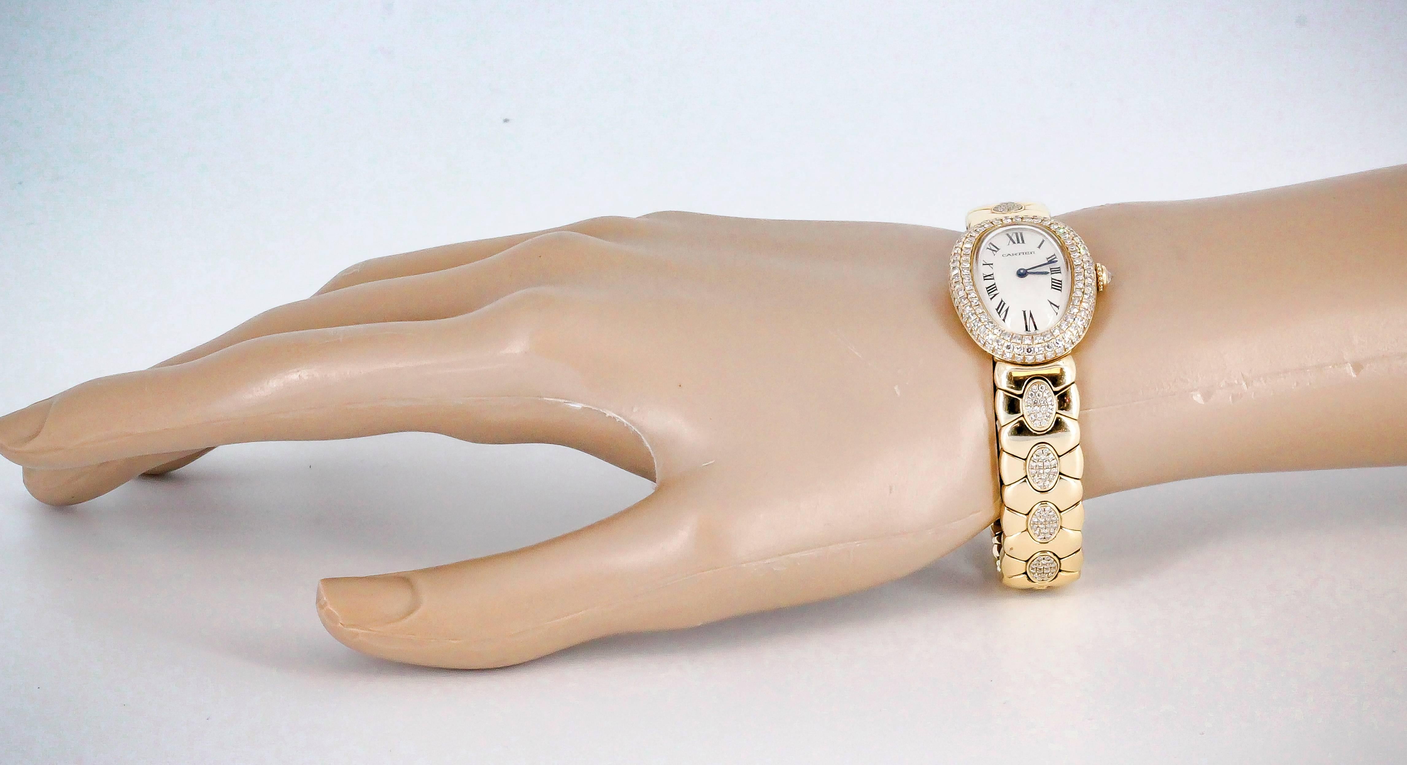 Cartier Ladies Yellow Gold Diamond Baignoire Quartz Wristwatch 5