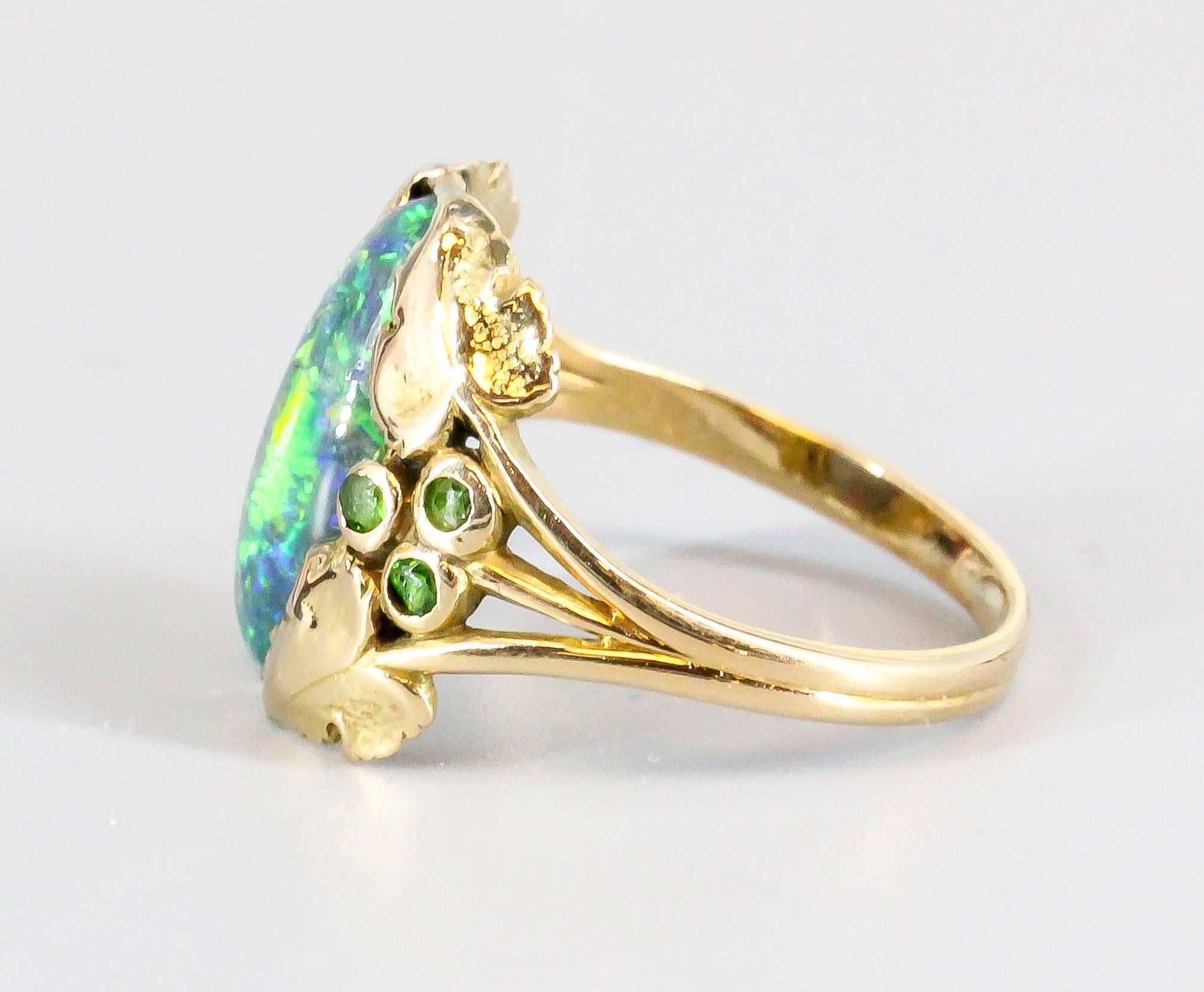 Women's LOUIS COMFORT TIFFANY & CO. Black Opal Emerald Gold Ring