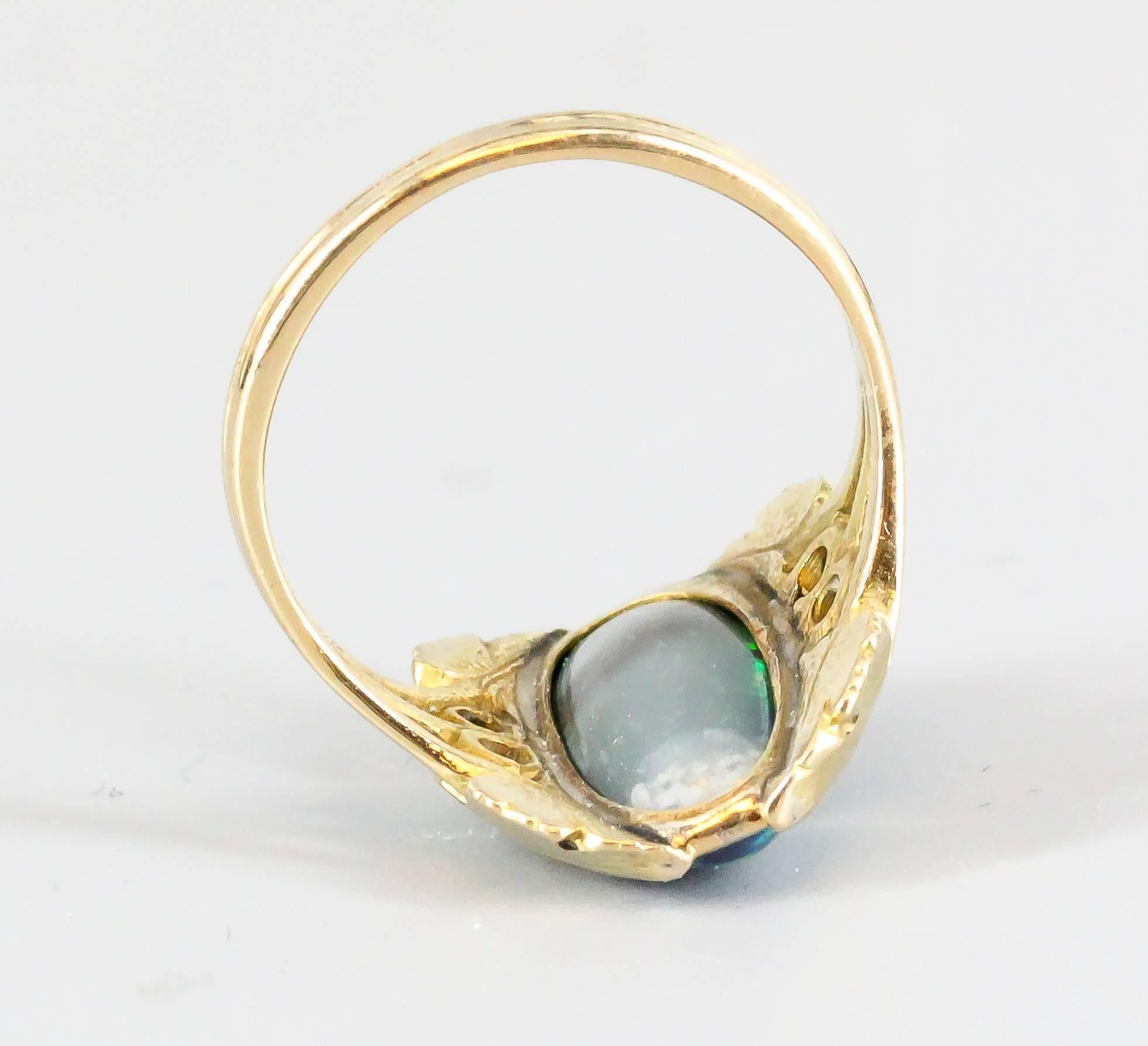 LOUIS COMFORT TIFFANY & CO. Black Opal Emerald Gold Ring 1