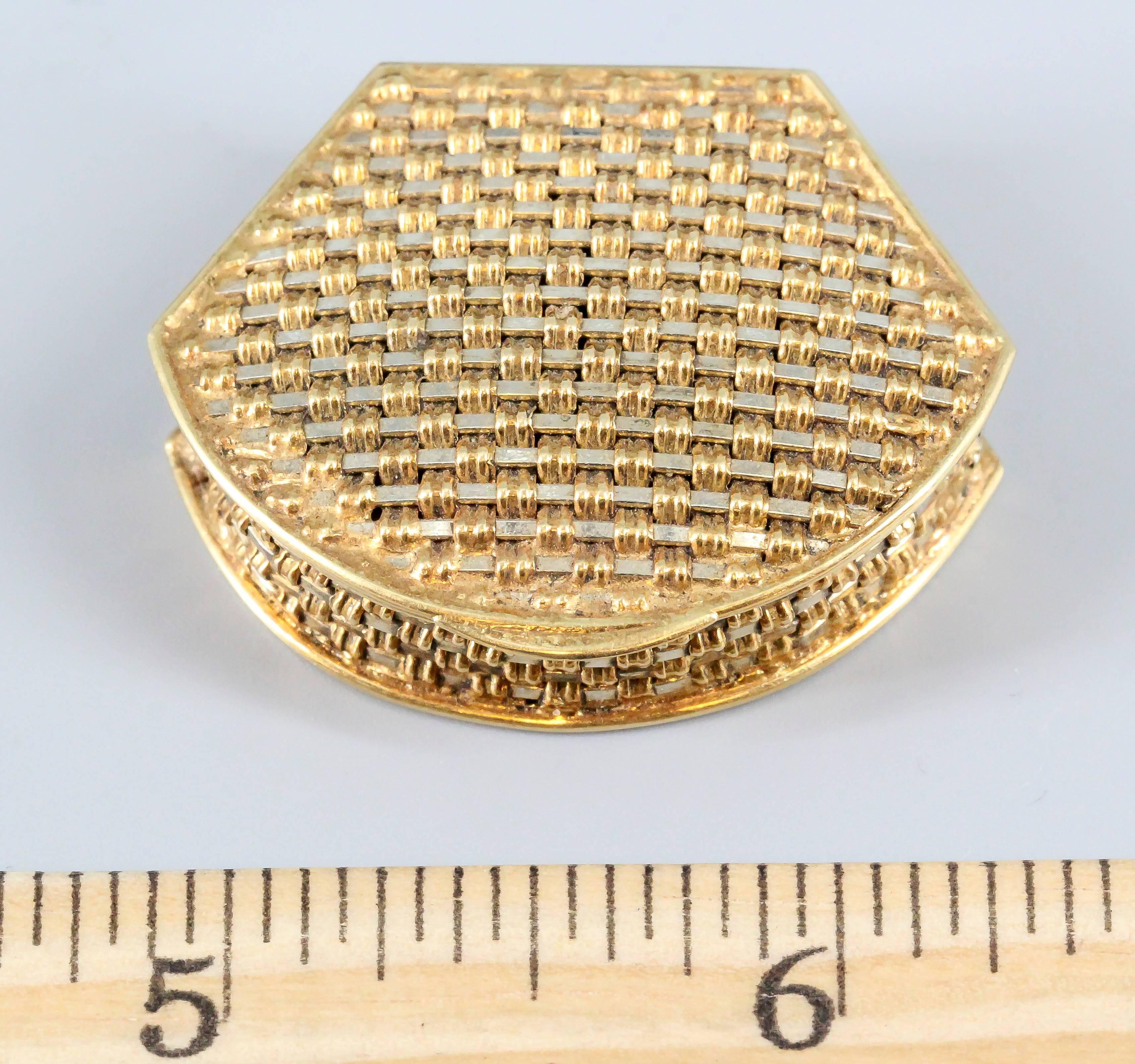 Italian Basket Weave Two Color Gold Pill Box 2