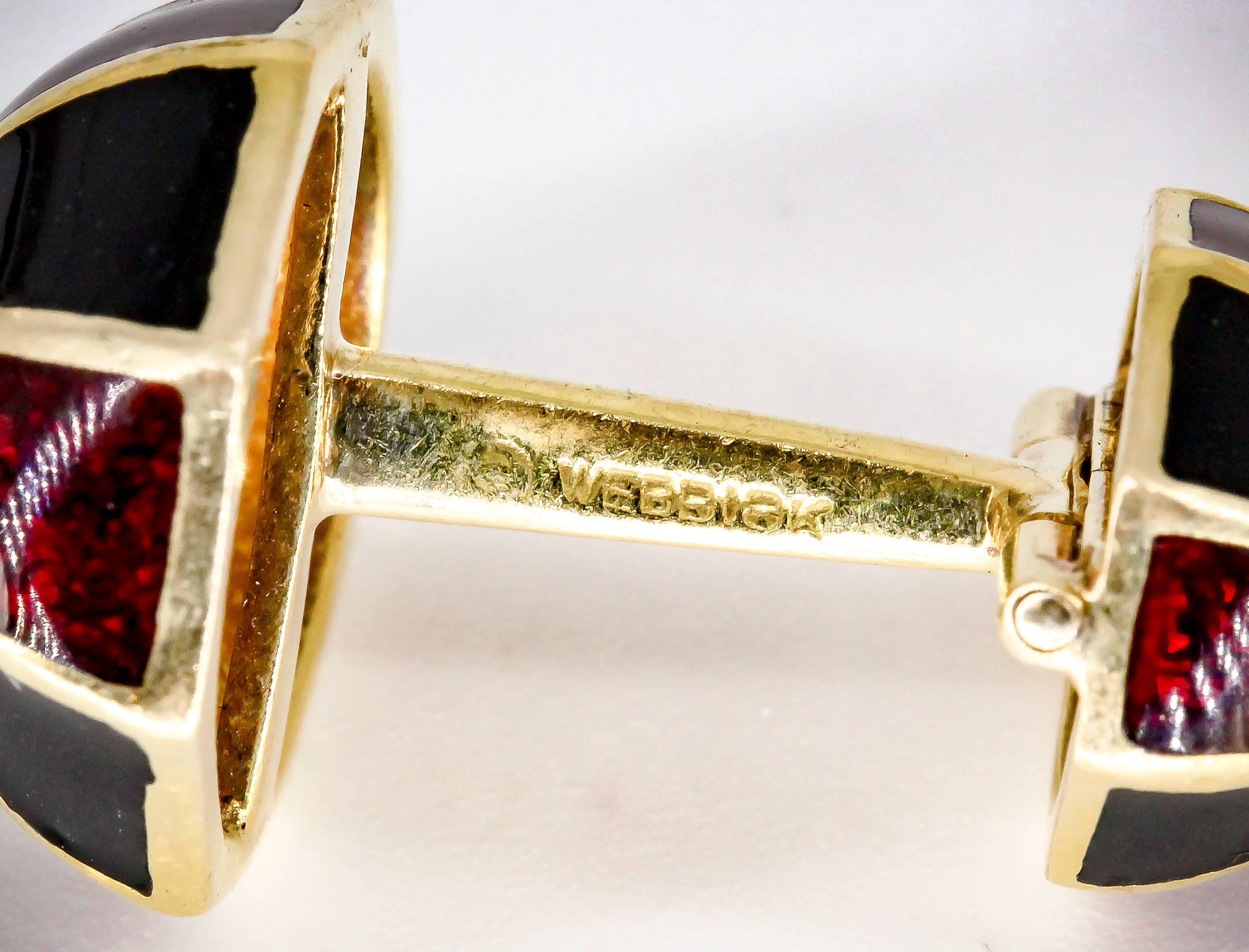 Men's David Webb Enamel and Gold Cufflinks