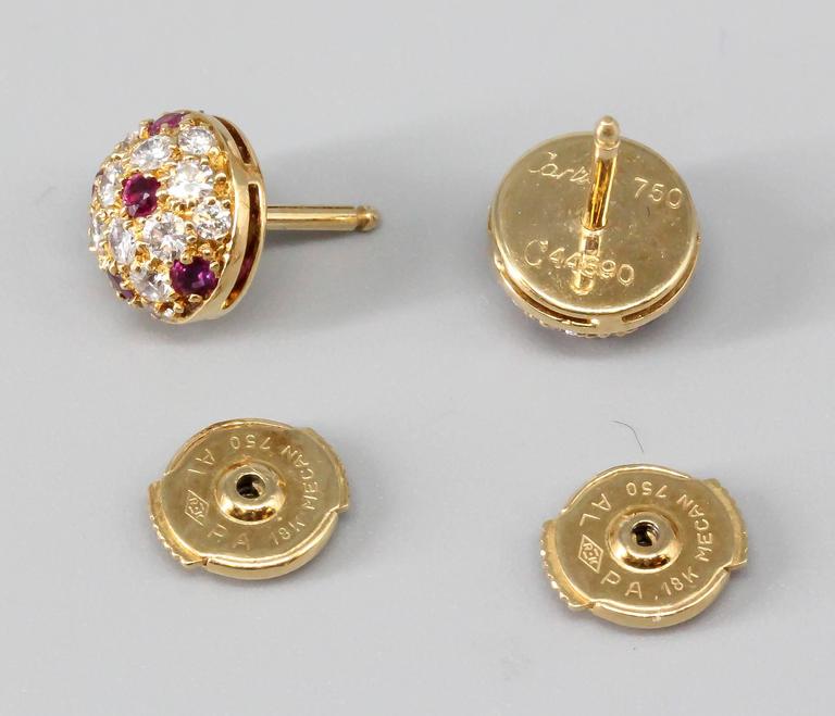 Cartier Ruby Diamond Gold Stud Earrings at 1stDibs cartier ruby earrings