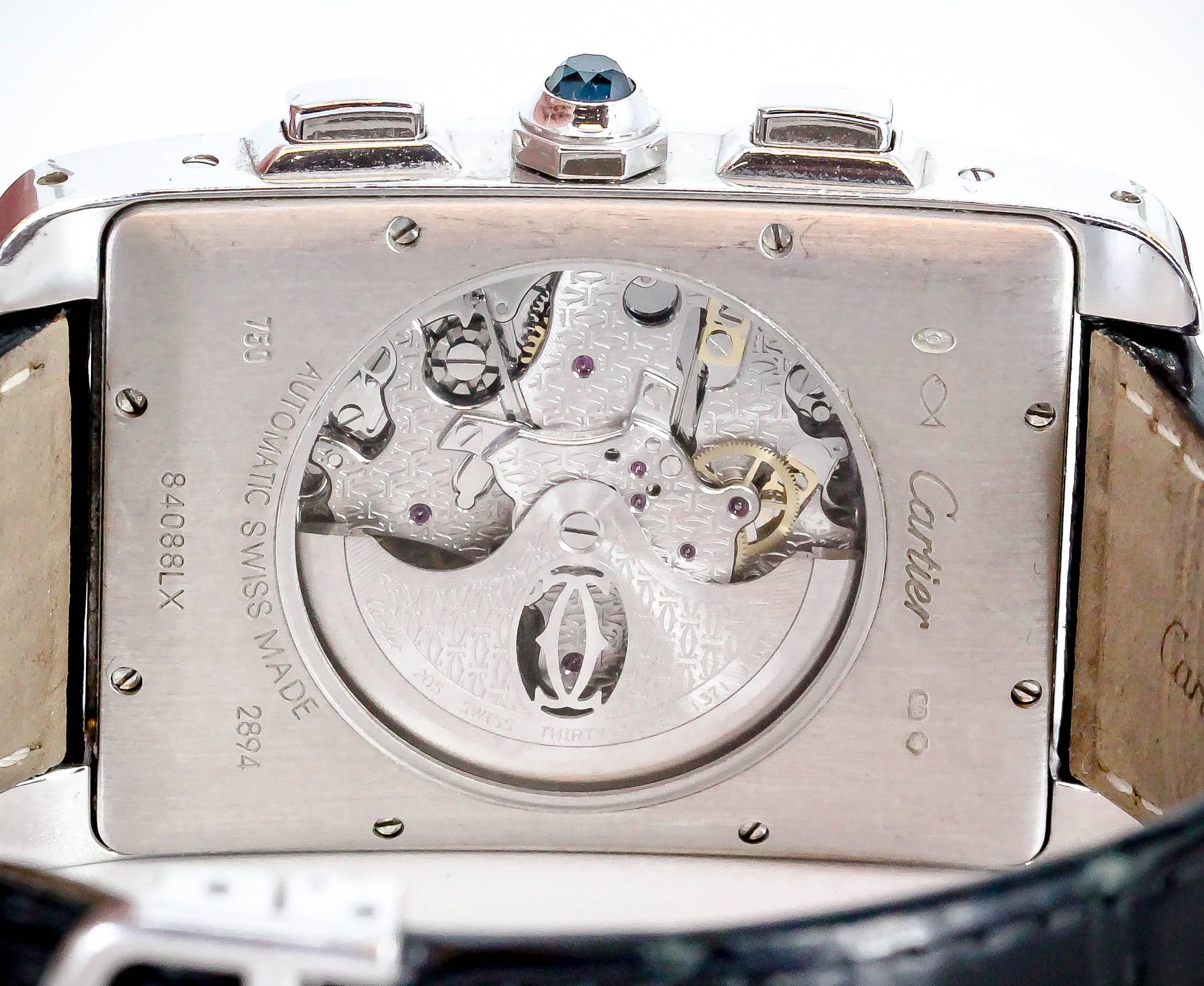 Cartier White Gold Tank Americaine Chronograph Wristwatch 1