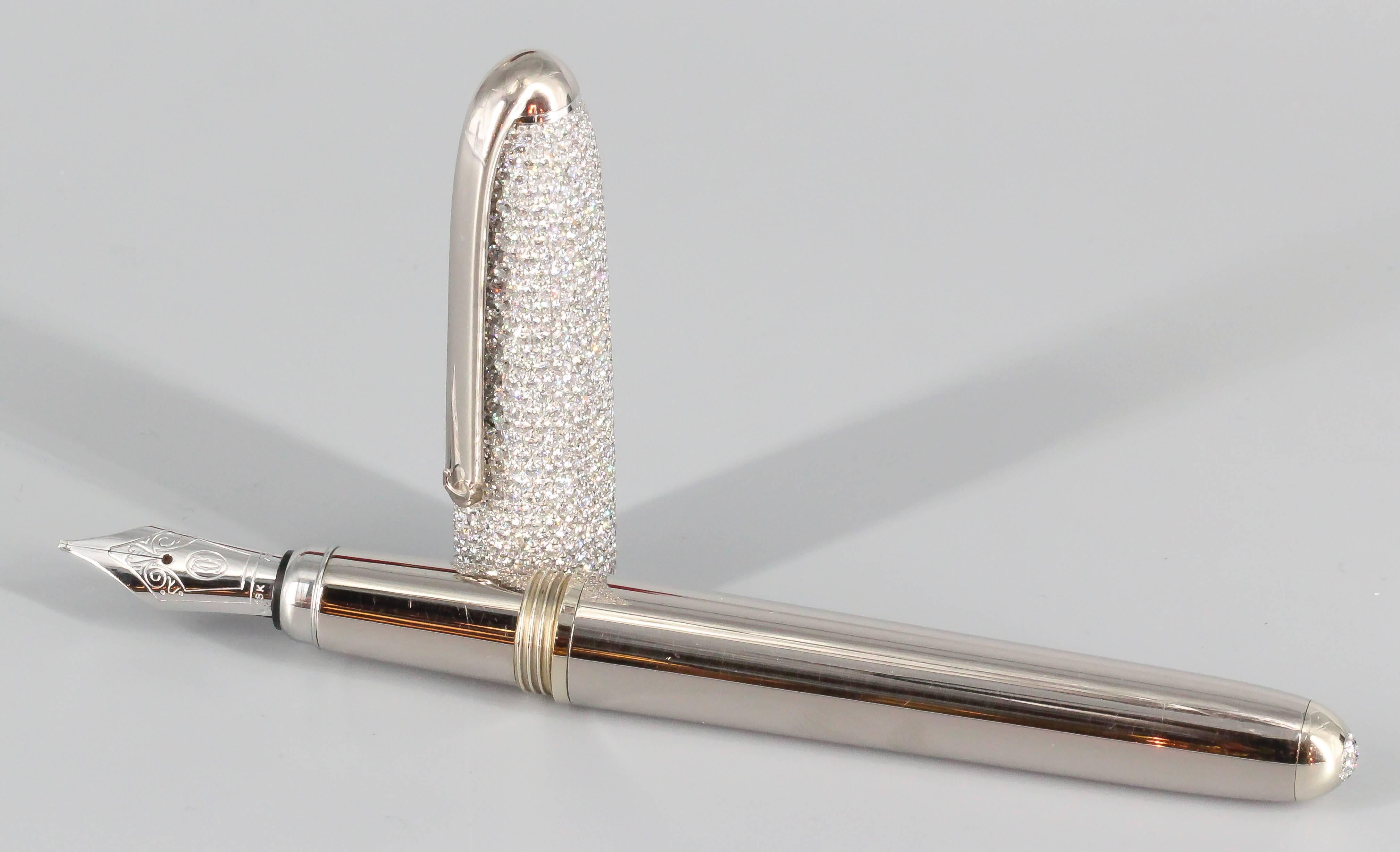 Very fine and exceptionally rare diamond and 18k white gold fountain pen from the 