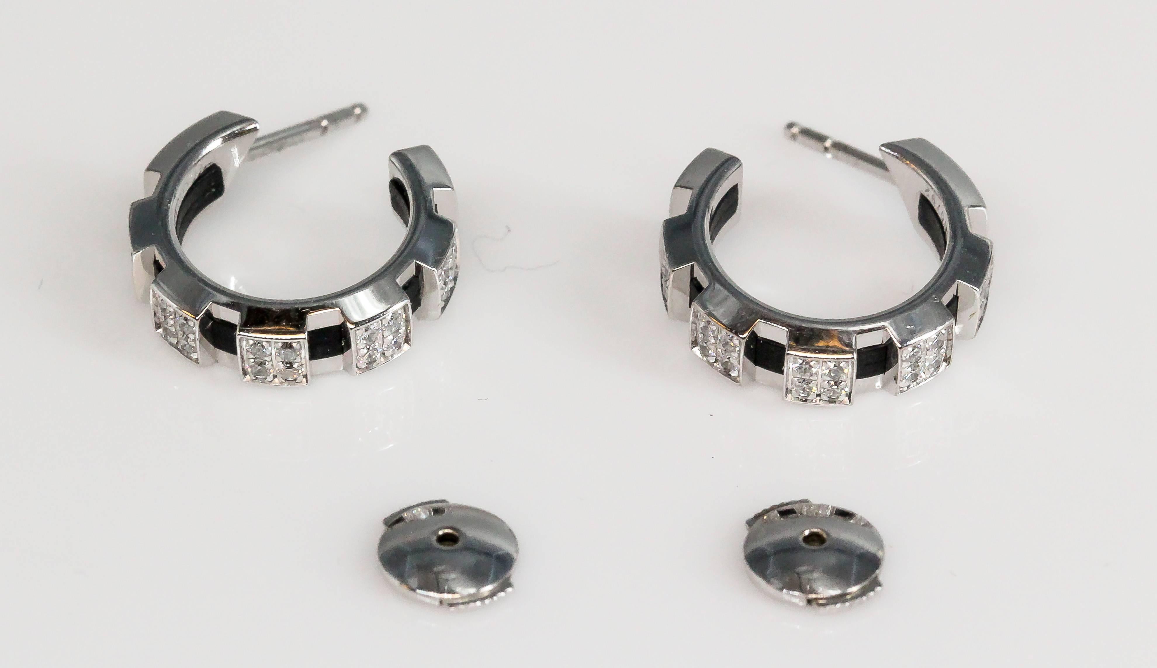 Chaumet Diamond White Gold Hoop Earrings In Excellent Condition In New York, NY
