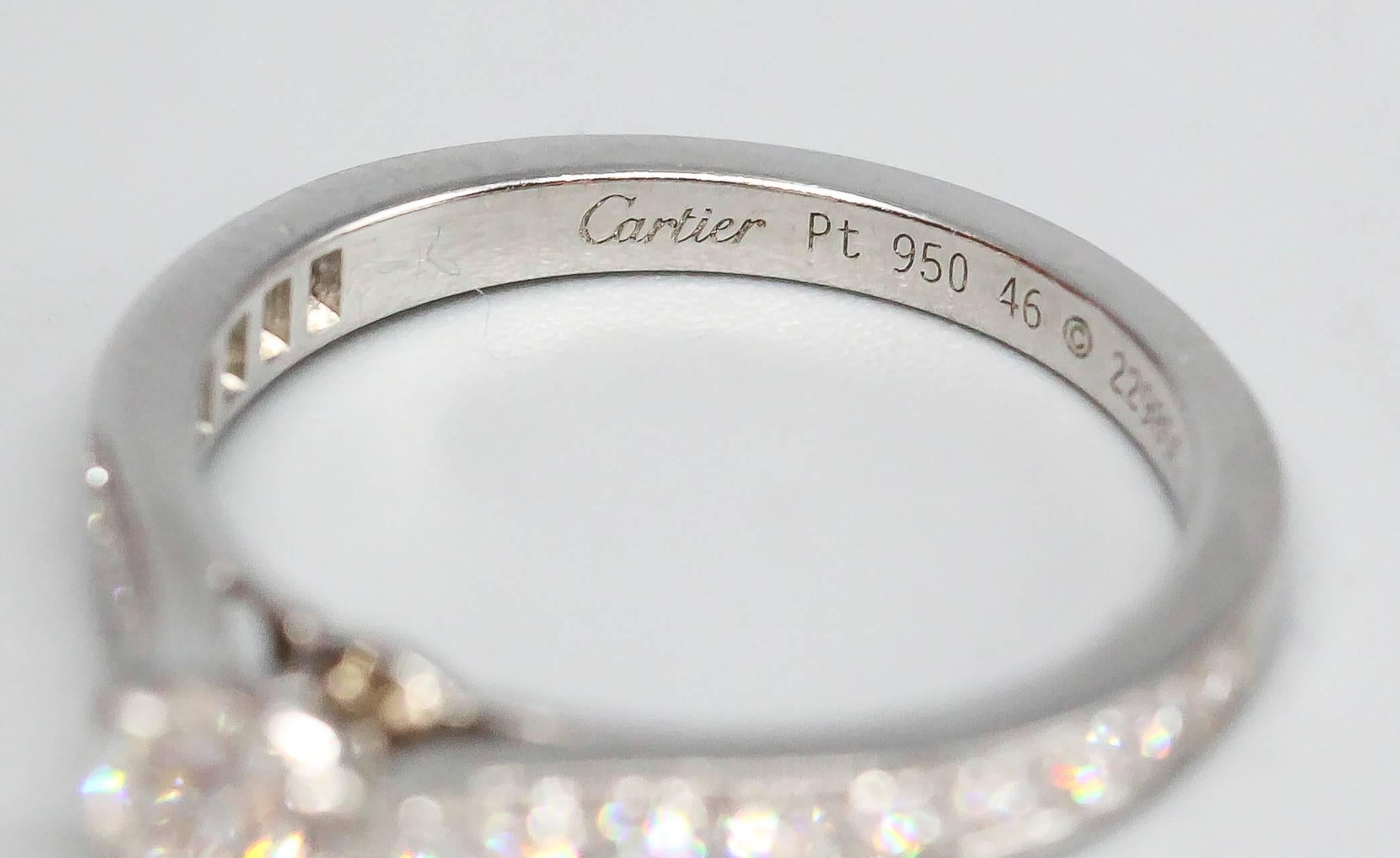 Cartier Diamond Platinum Engagement Ring In Excellent Condition In New York, NY