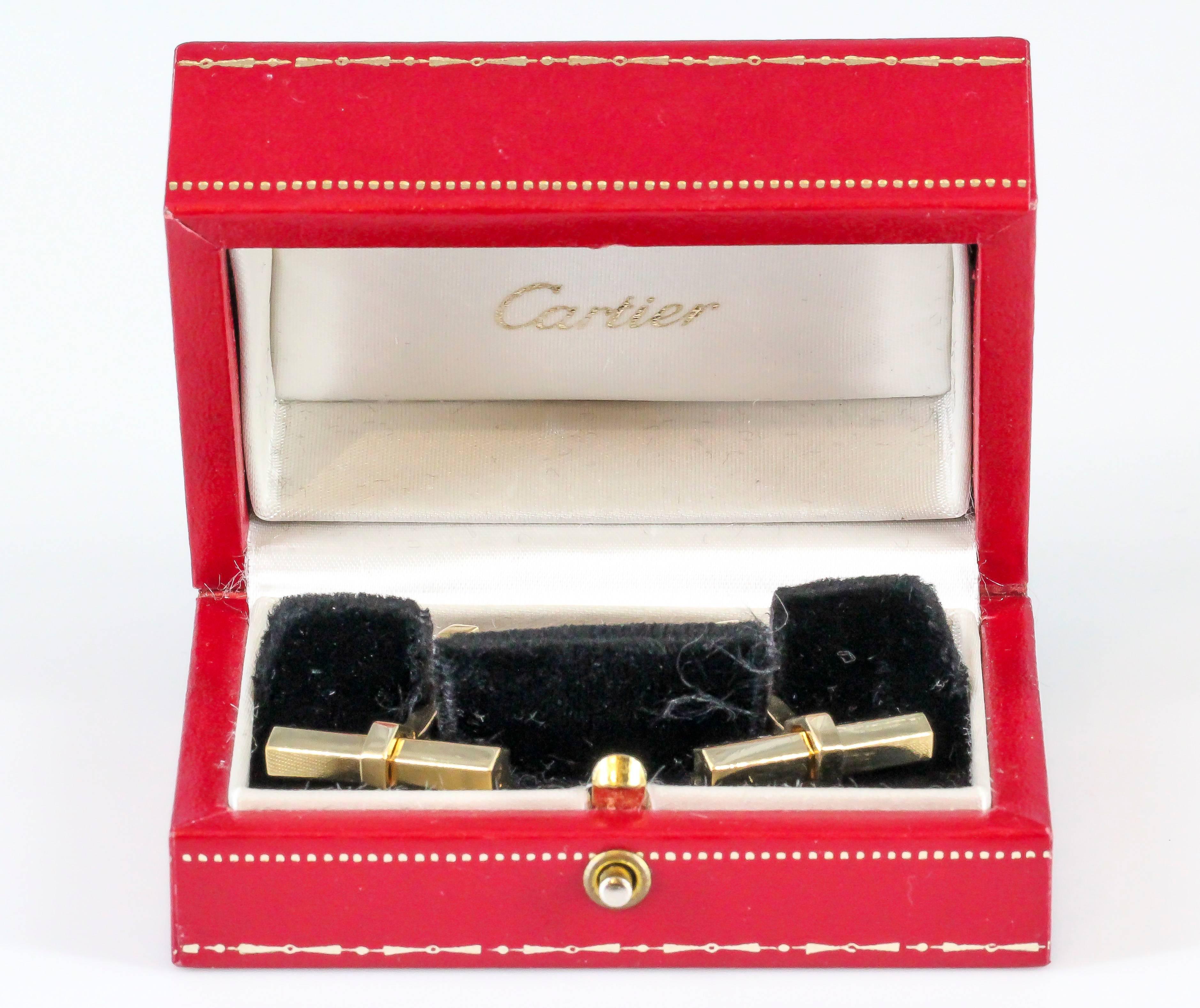 Women's Cartier Gold Hex Bar Cufflinks