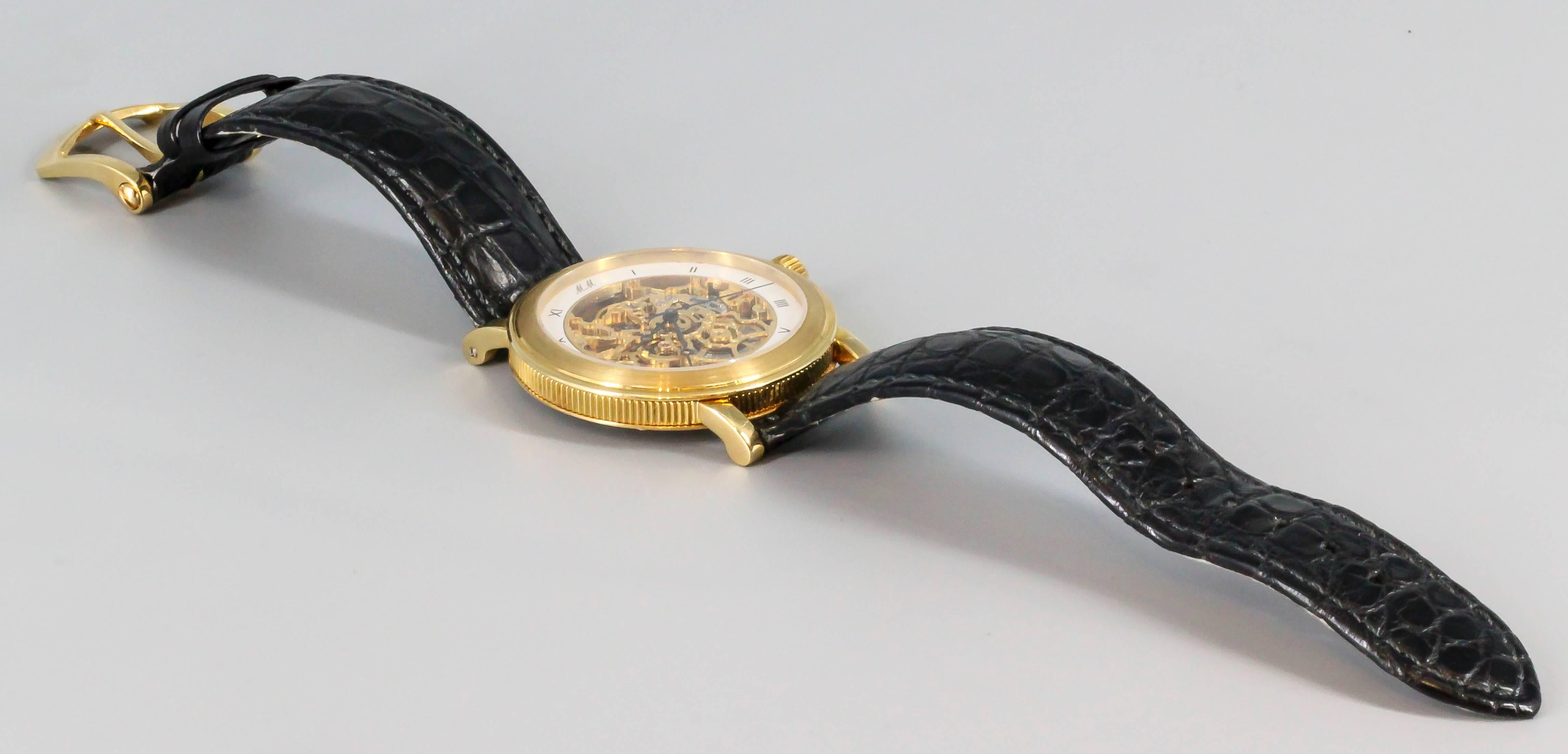 Marc Magnus Gelbgold Limited Edition Skelettierte Automatik-Armbanduhr im Zustand „Hervorragend“ in New York City, NY