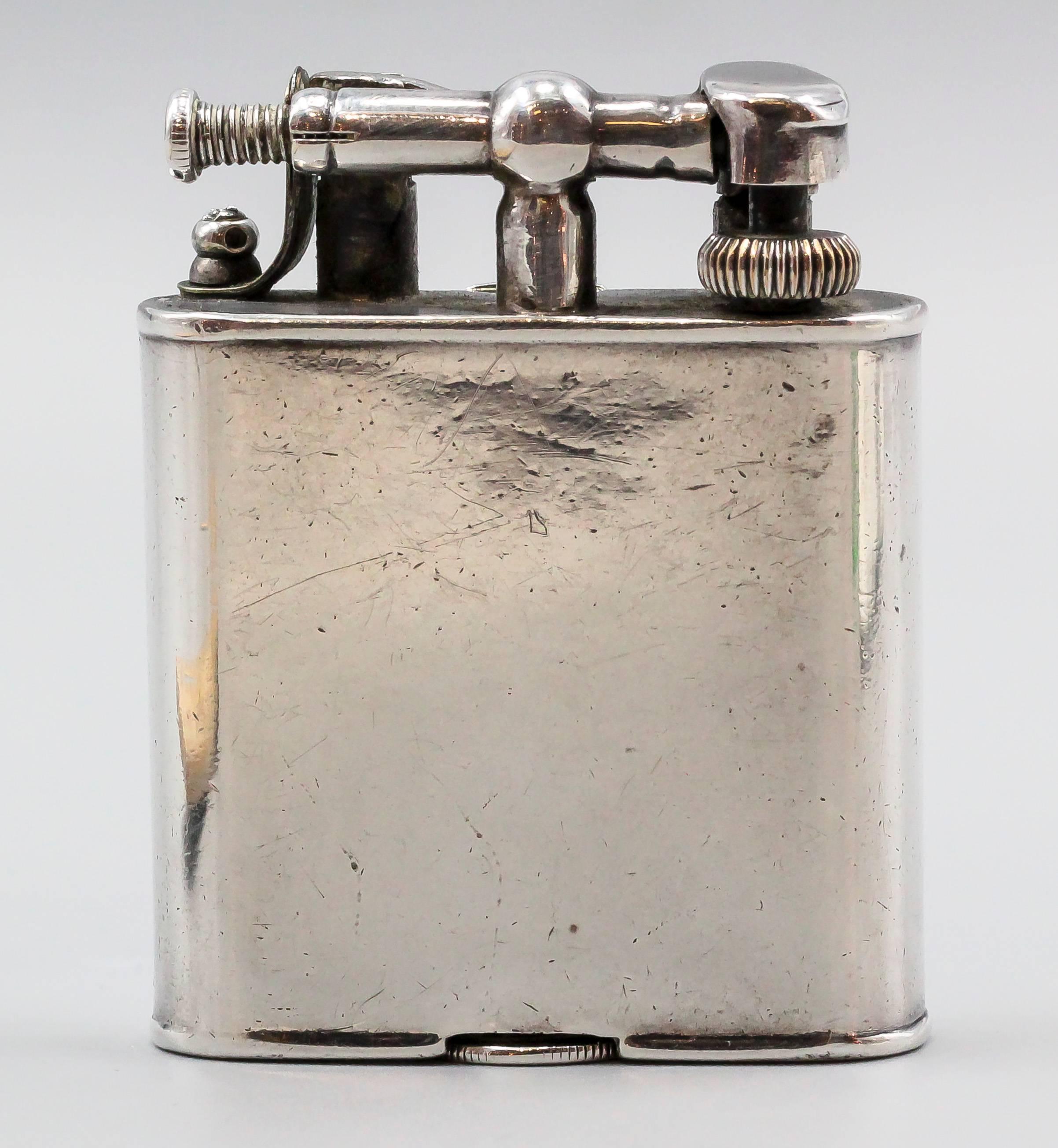 Dunhill Retro Große Sterling Silber Uhr Feuerzeug im Zustand „Gut“ in New York, NY