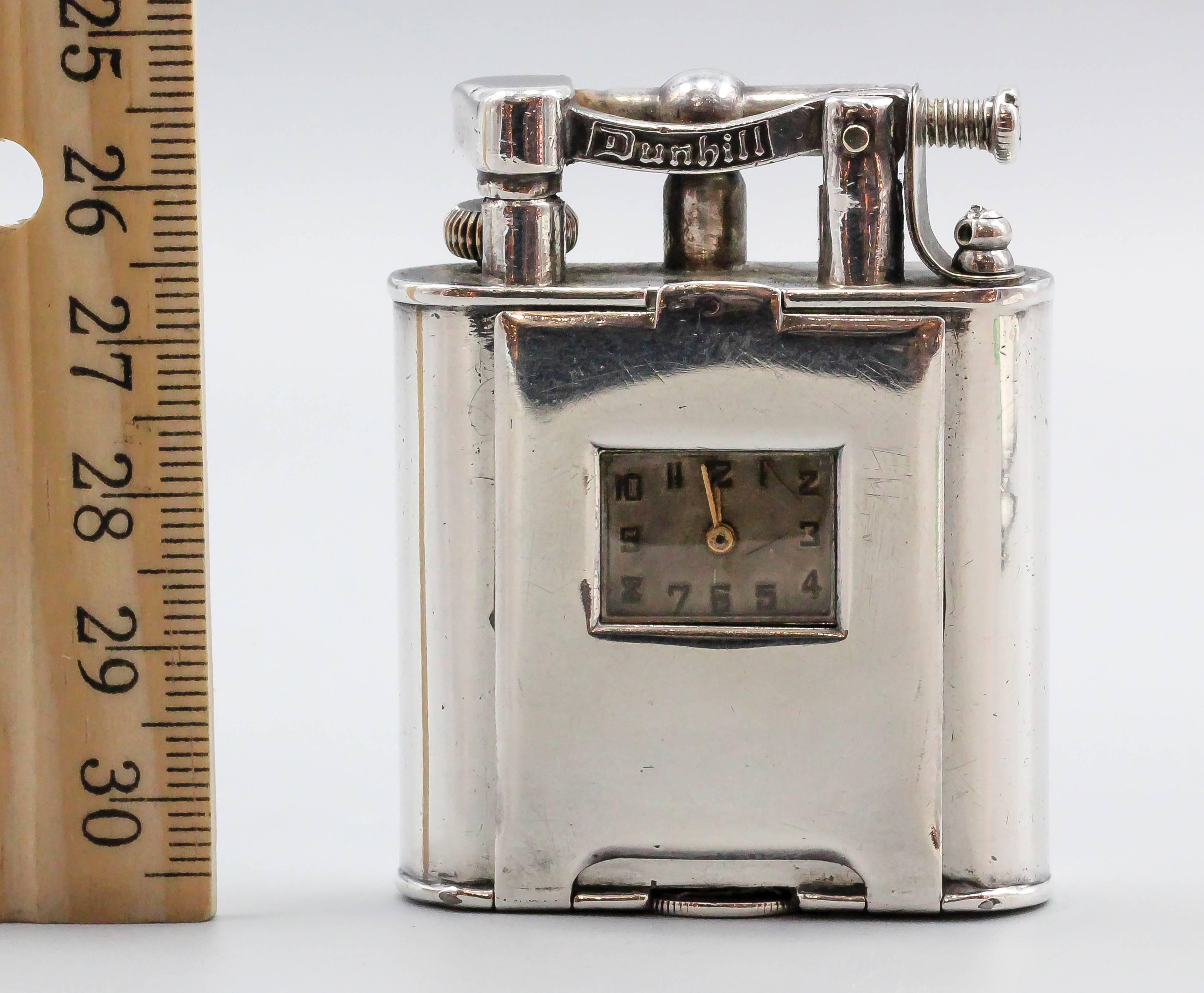 Dunhill Retro Large Sterling Silver Watch Lighter In Good Condition In New York City, NY
