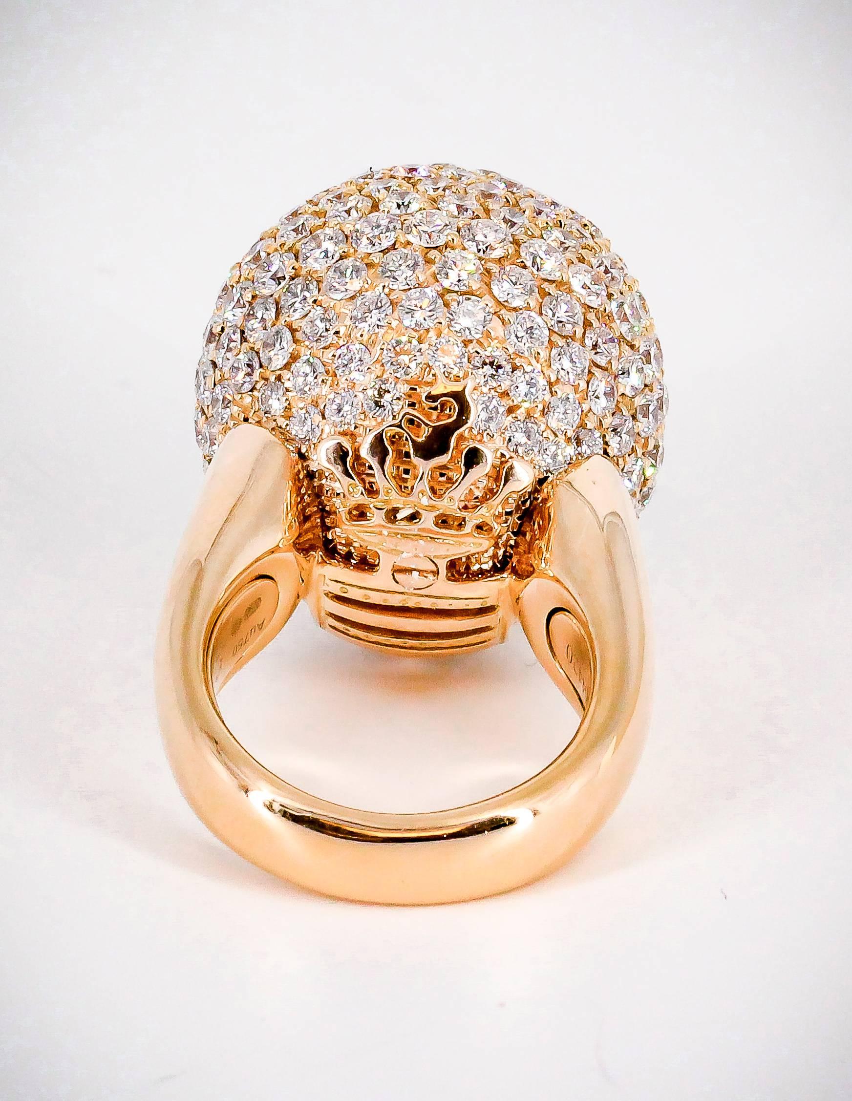 De Grisogono Diamond and Rose Gold Dome Ring In Excellent Condition In New York, NY