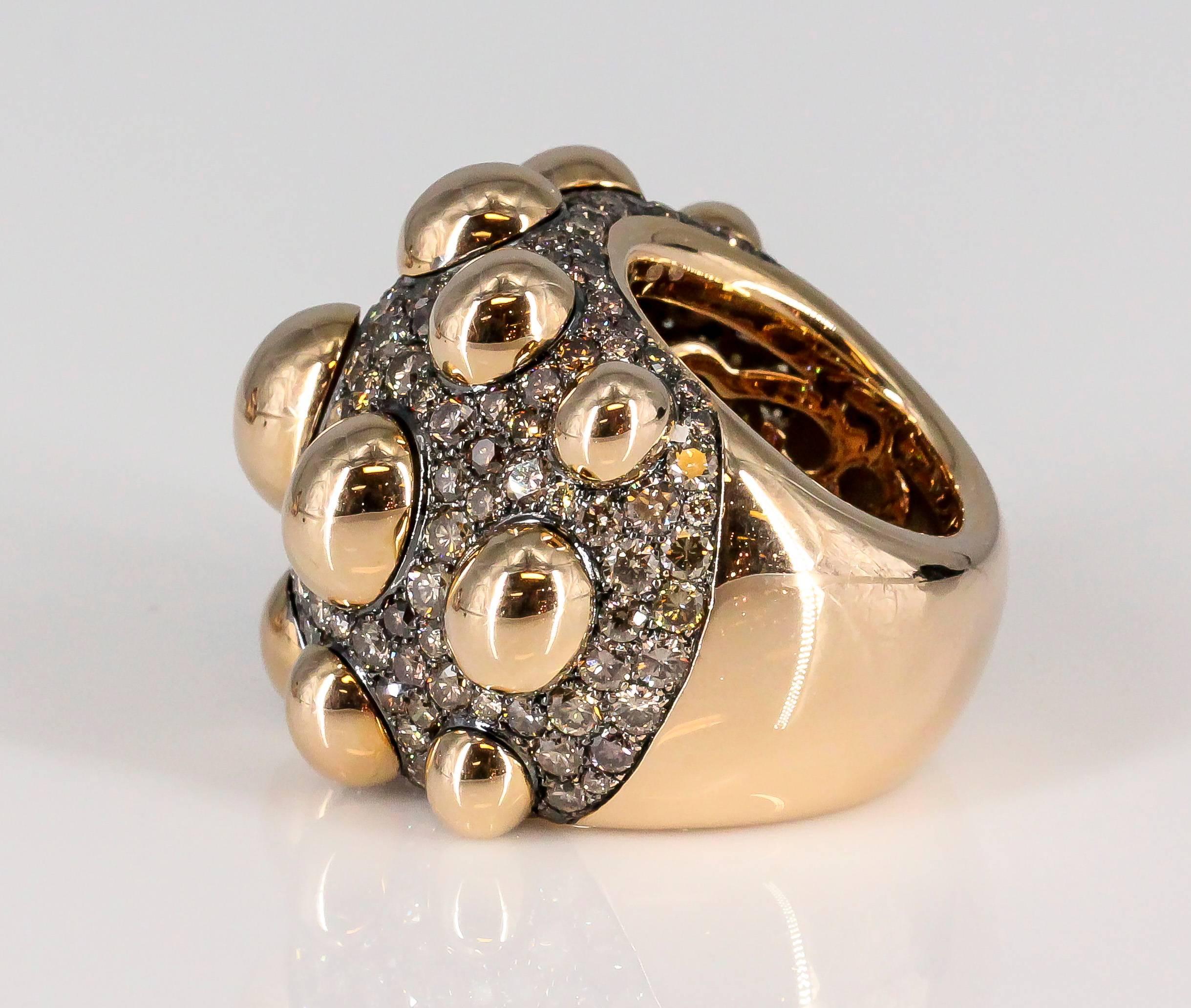 Women's De Grisogono Chocolate Diamond Rose Gold Fashion Ring