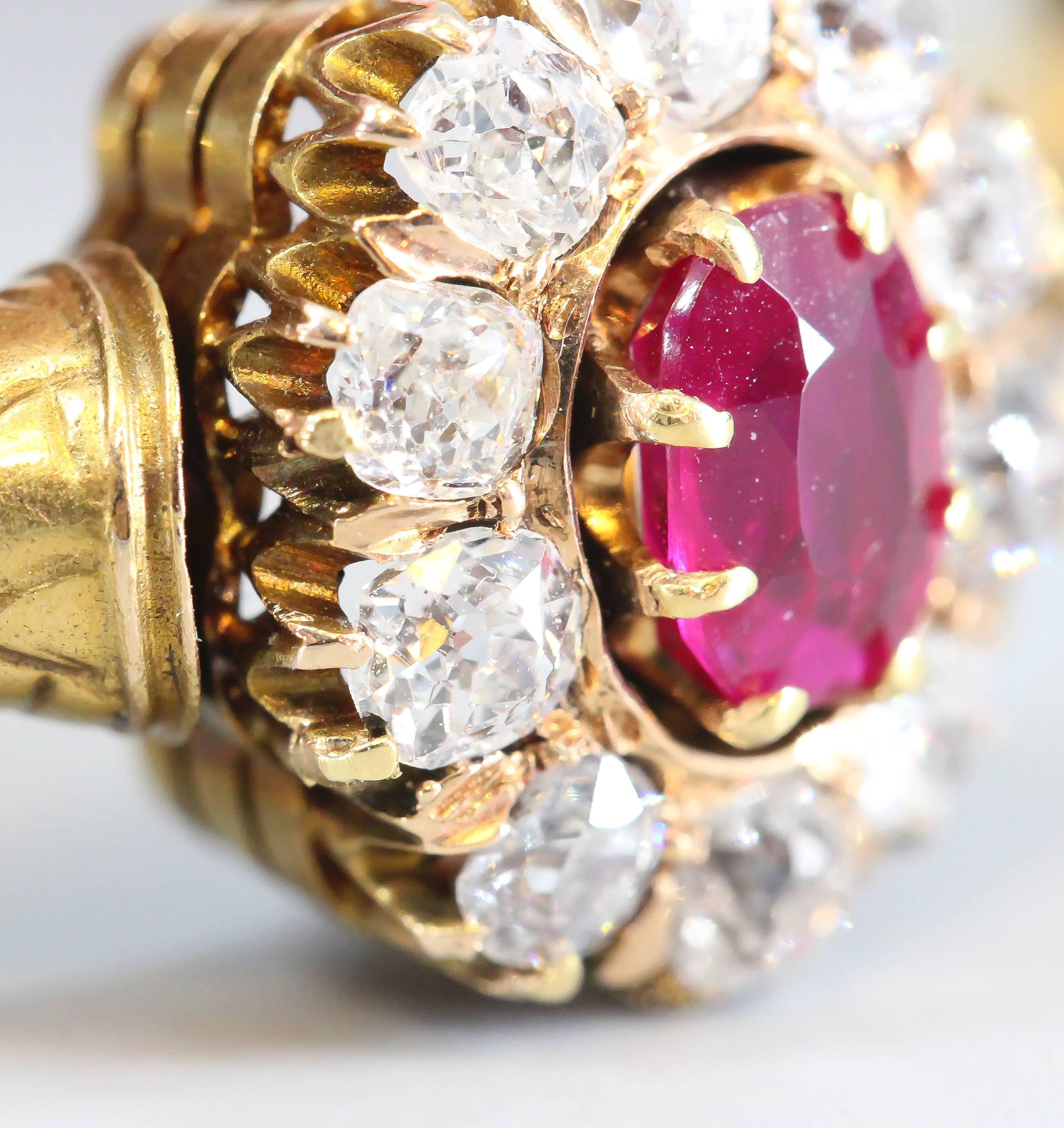 Faberge Edwardian Ruby Diamond Gold Bangle Bracelet 4