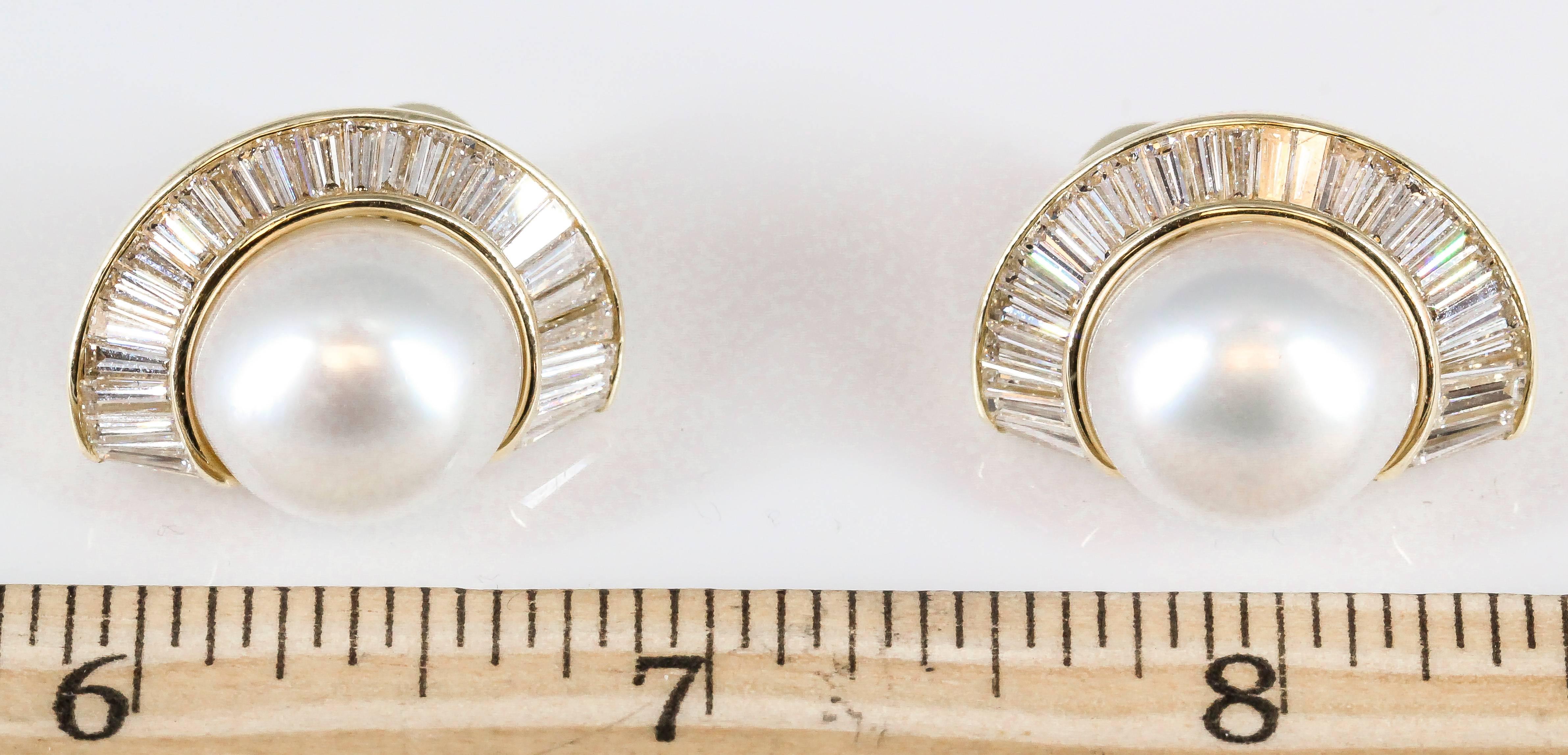 Women's Bulgari South Sea Pearl Diamond Gold Earrings