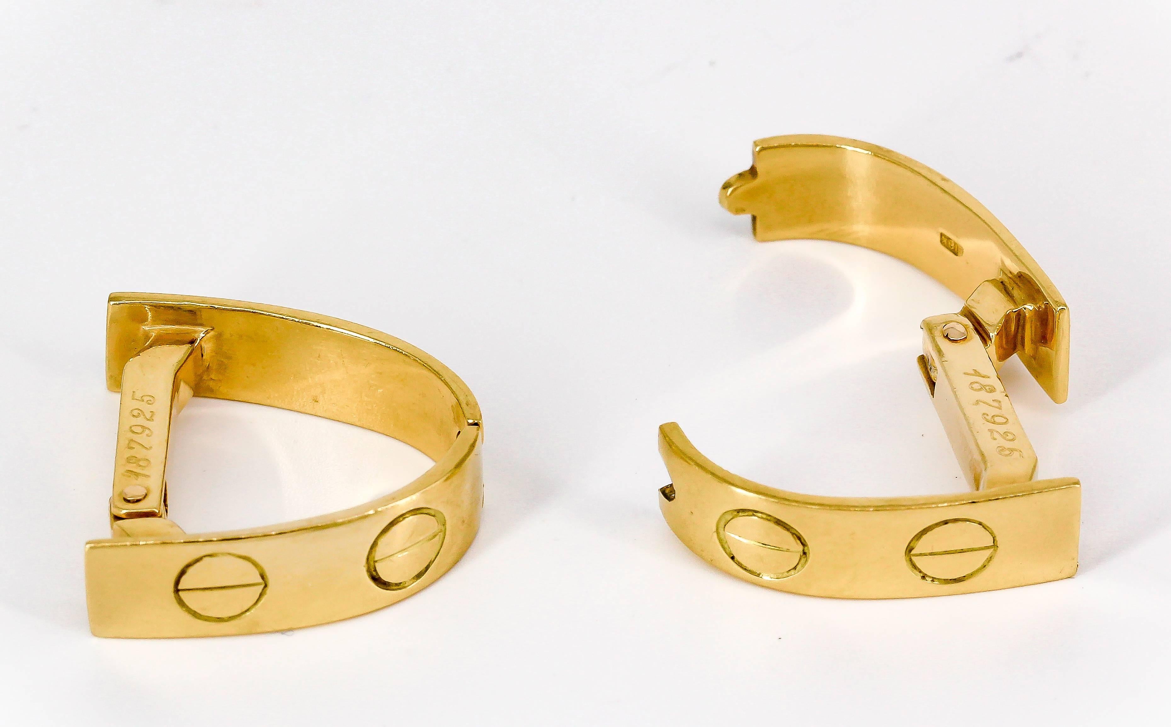 Cartier Love Gold Cufflinks In Excellent Condition In New York, NY