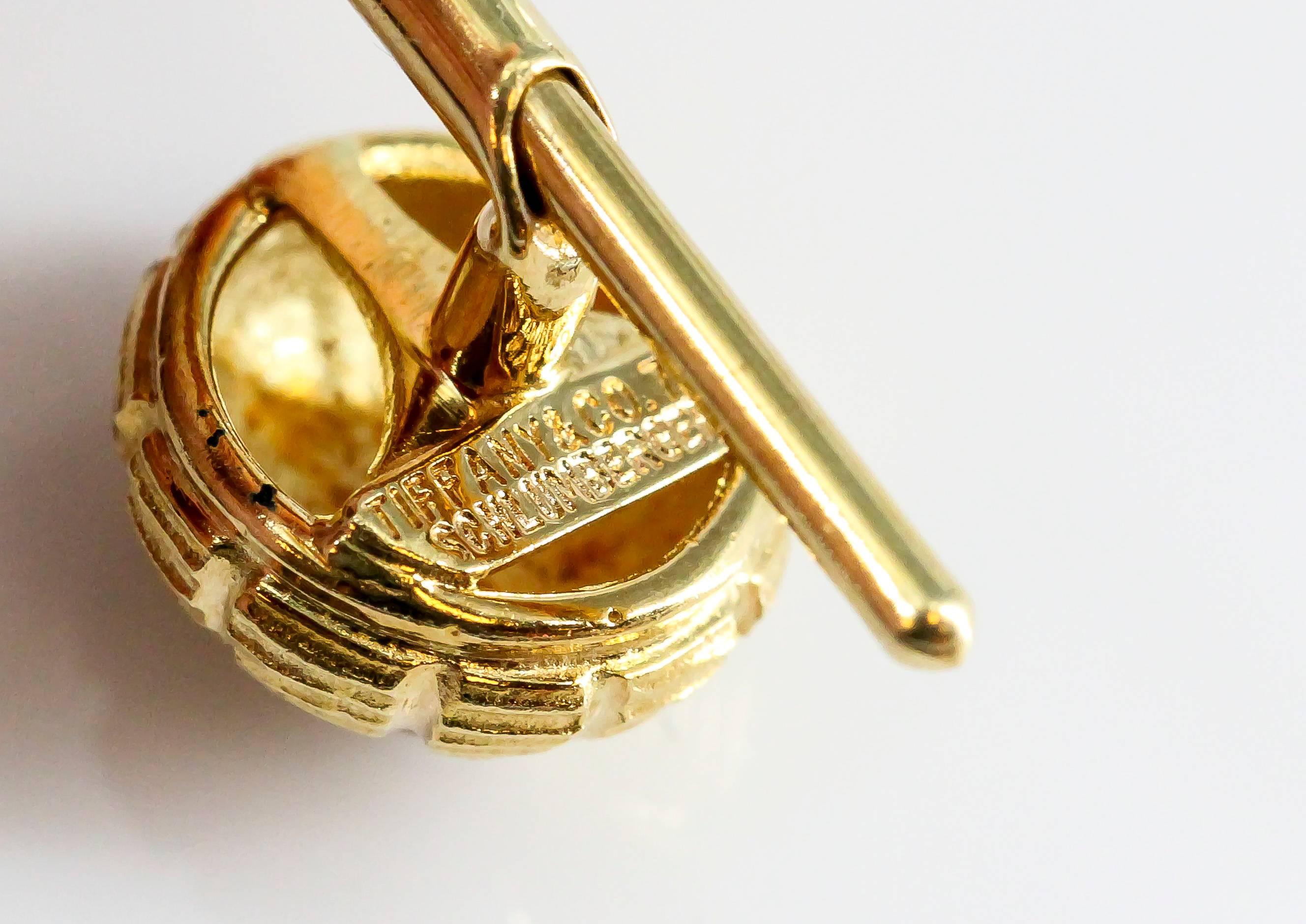 Tiffany & Co. Schlumberger Taj Mahal Diamond Gold Cufflink Stud Set 1
