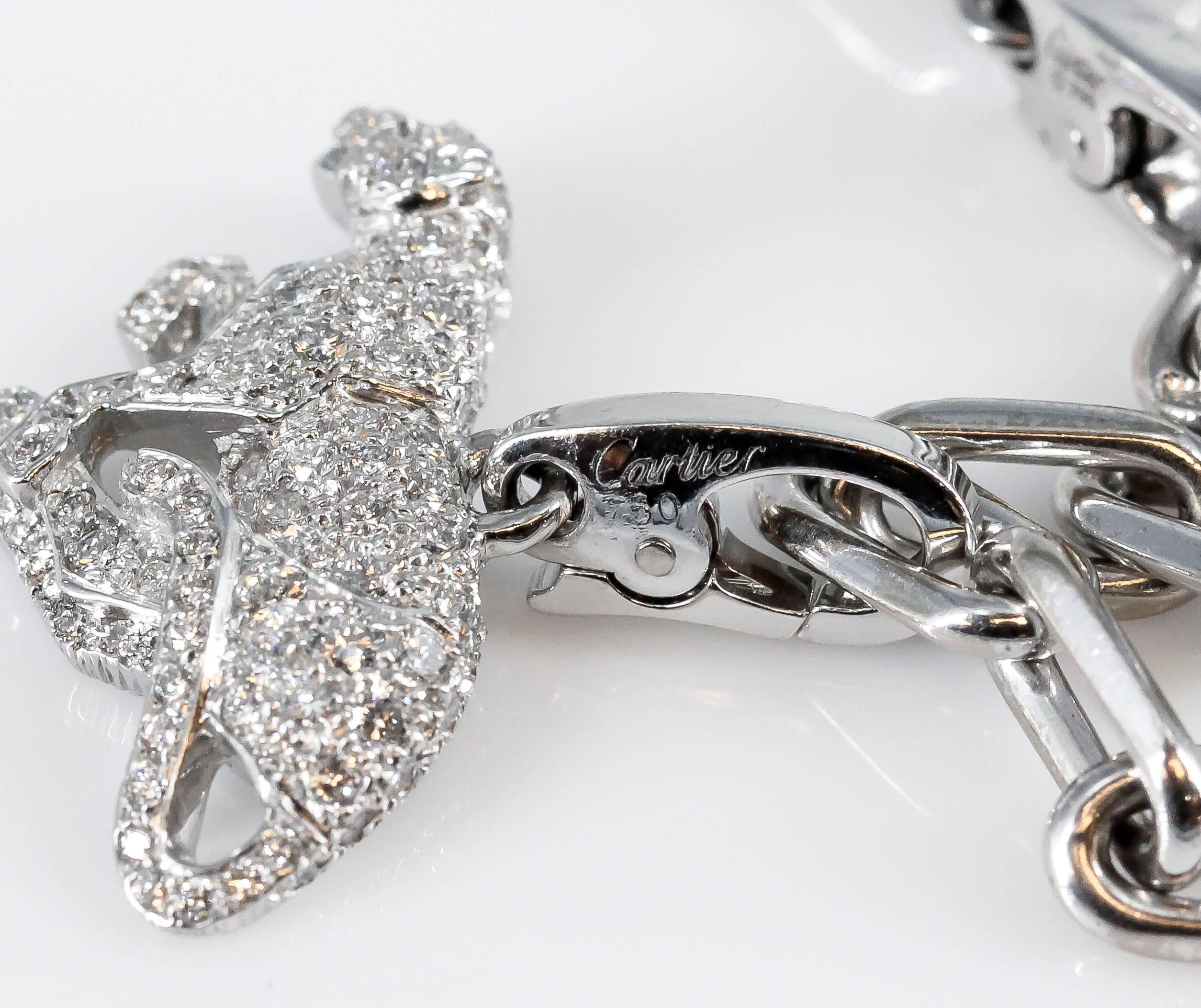 Women's Cartier Diamond White Gold 9 Charm Bracelet