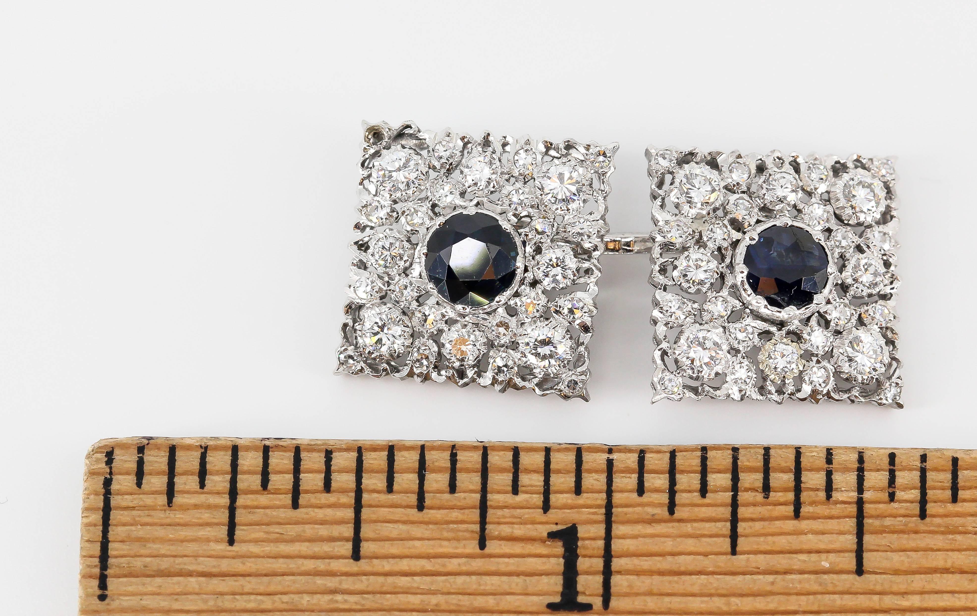 Men's M. Buccellati Blue Sapphire Diamond White Gold Square Cufflinks