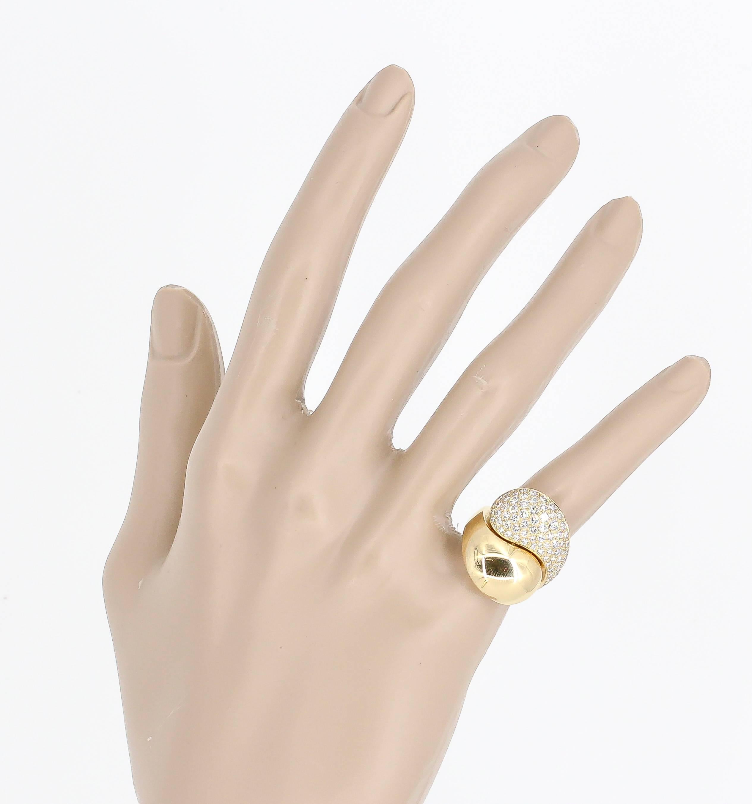 Women's Cartier Diamond Gold Yin Yang Ring