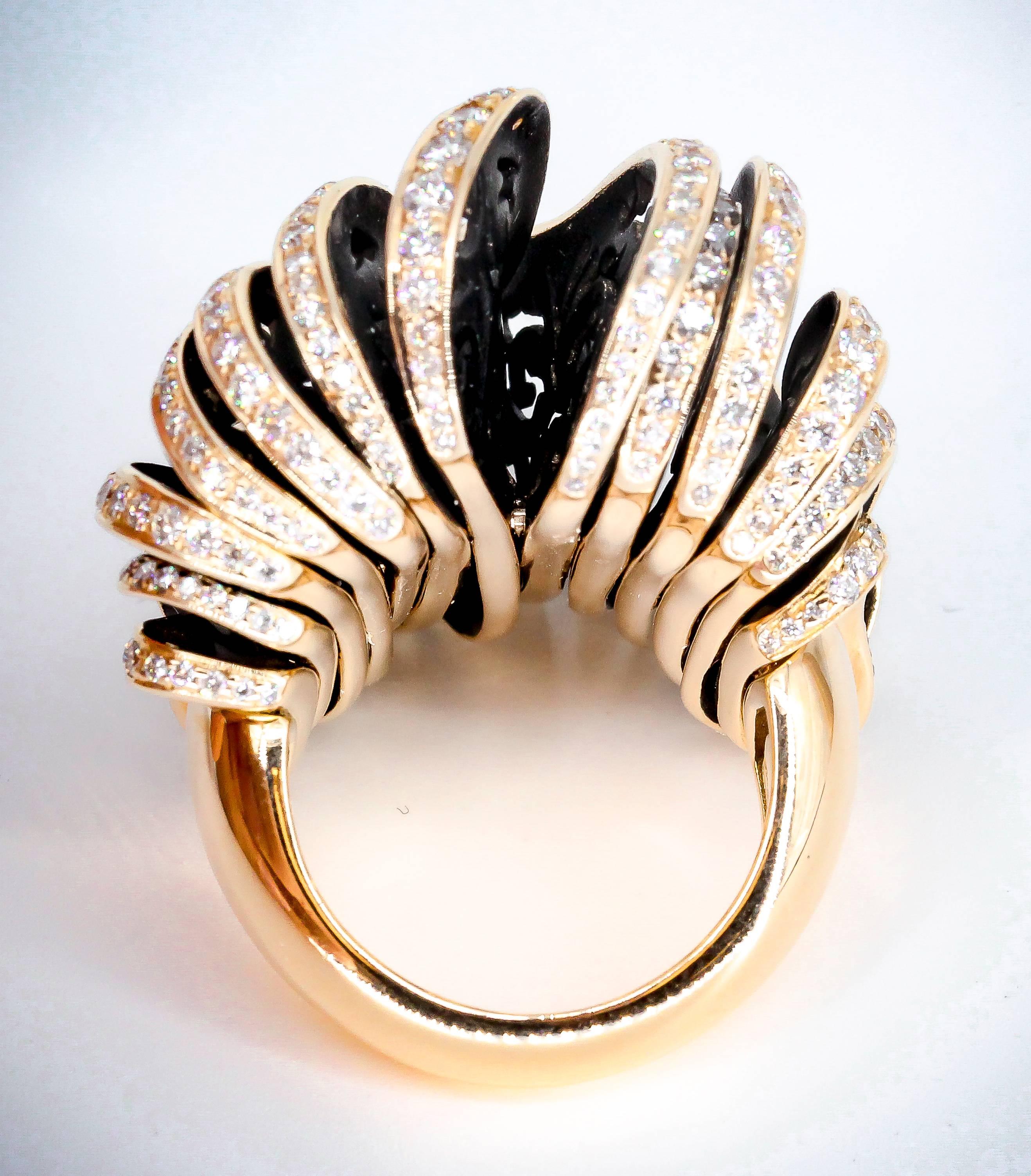 Women's De Grisogono Diamond and Pink Gold Fashion Ring