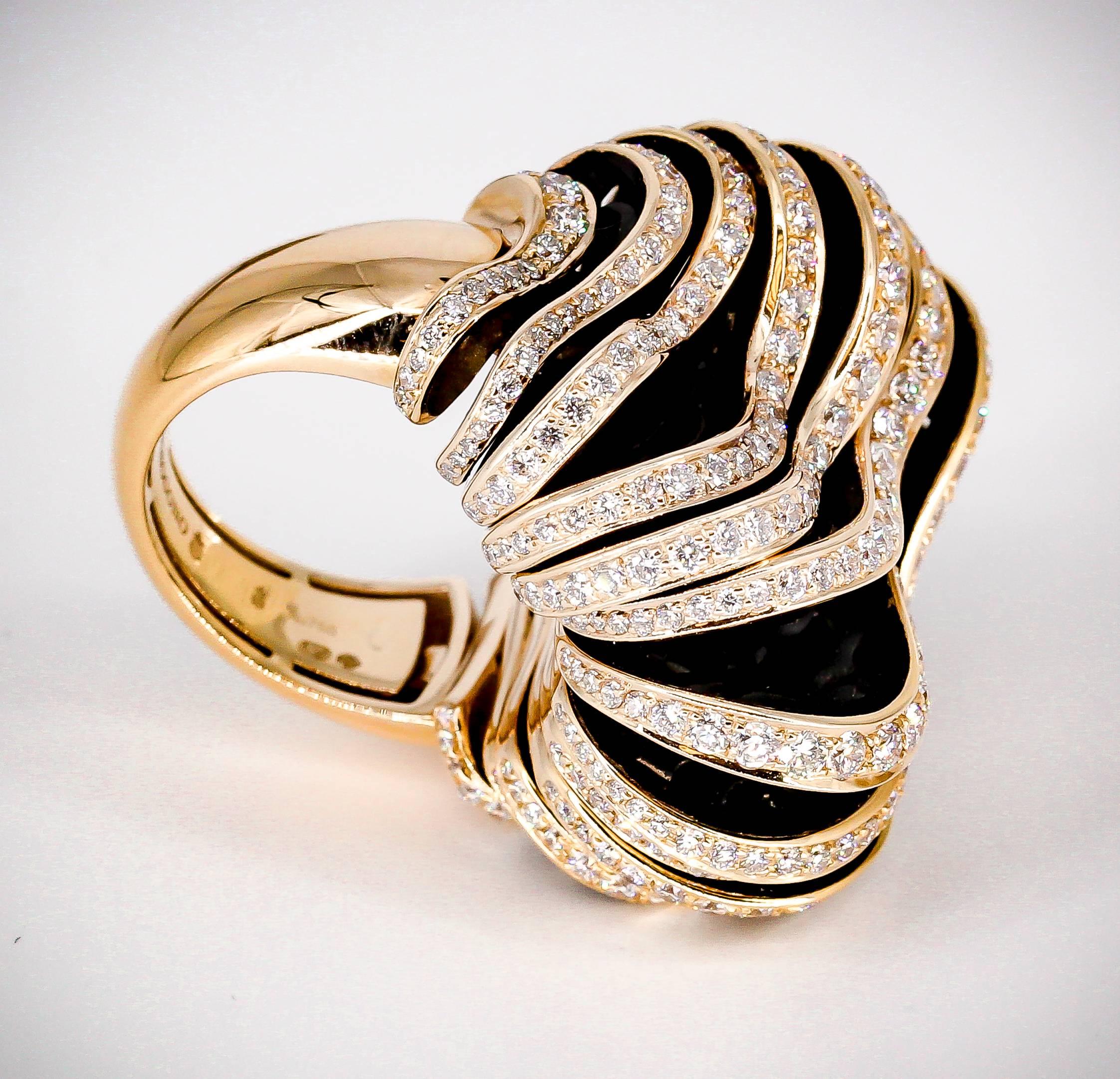 De Grisogono Diamond and Pink Gold Fashion Ring 2