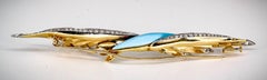French Diamond Enamel Gold Platinum Bird Brooch