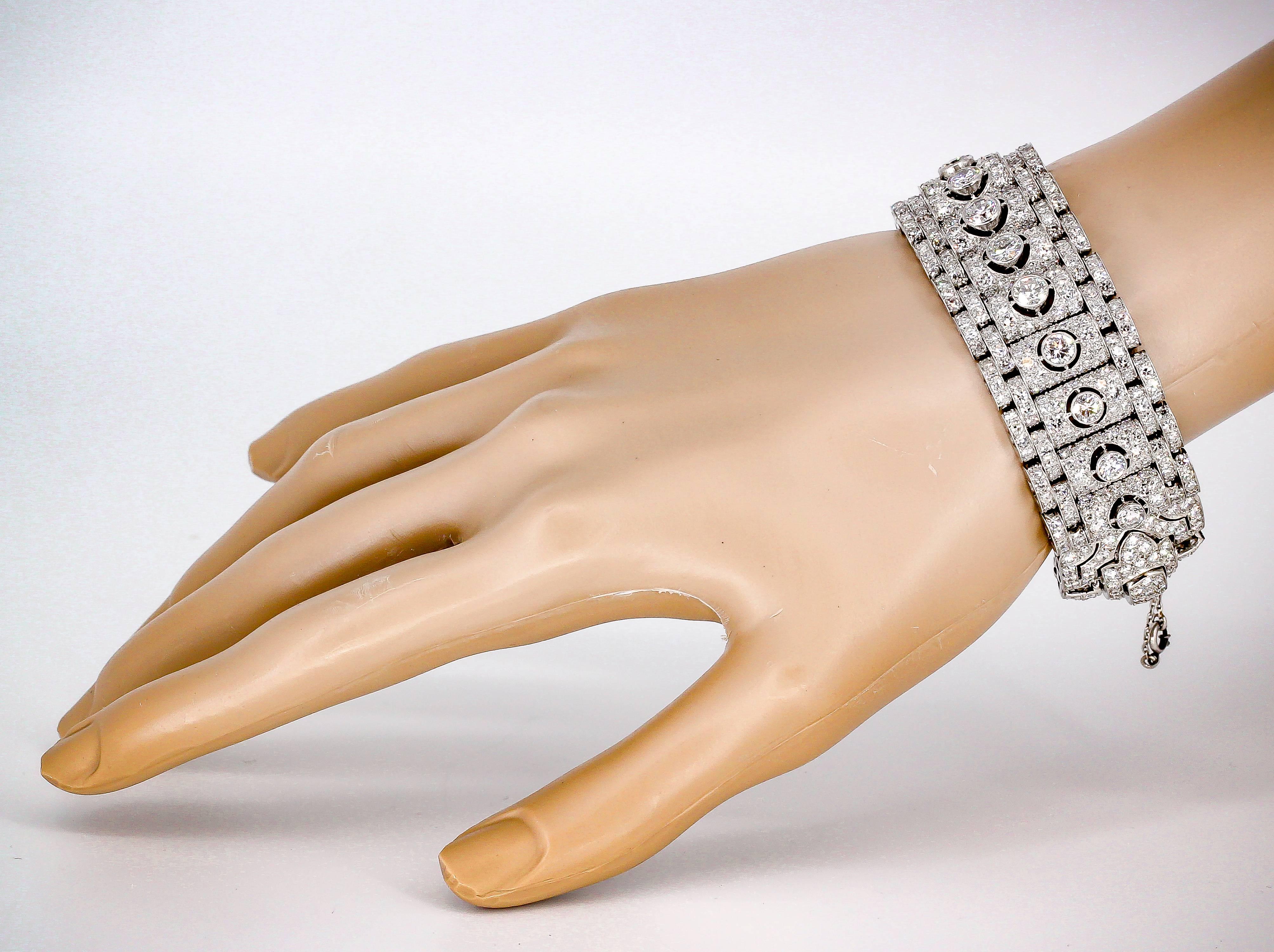 Women's Art Deco Diamond and Platinum Buckle Bracelet
