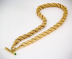 Tiffany & Co. Schlumberger Emerald and Gold Twisted Rope Necklace