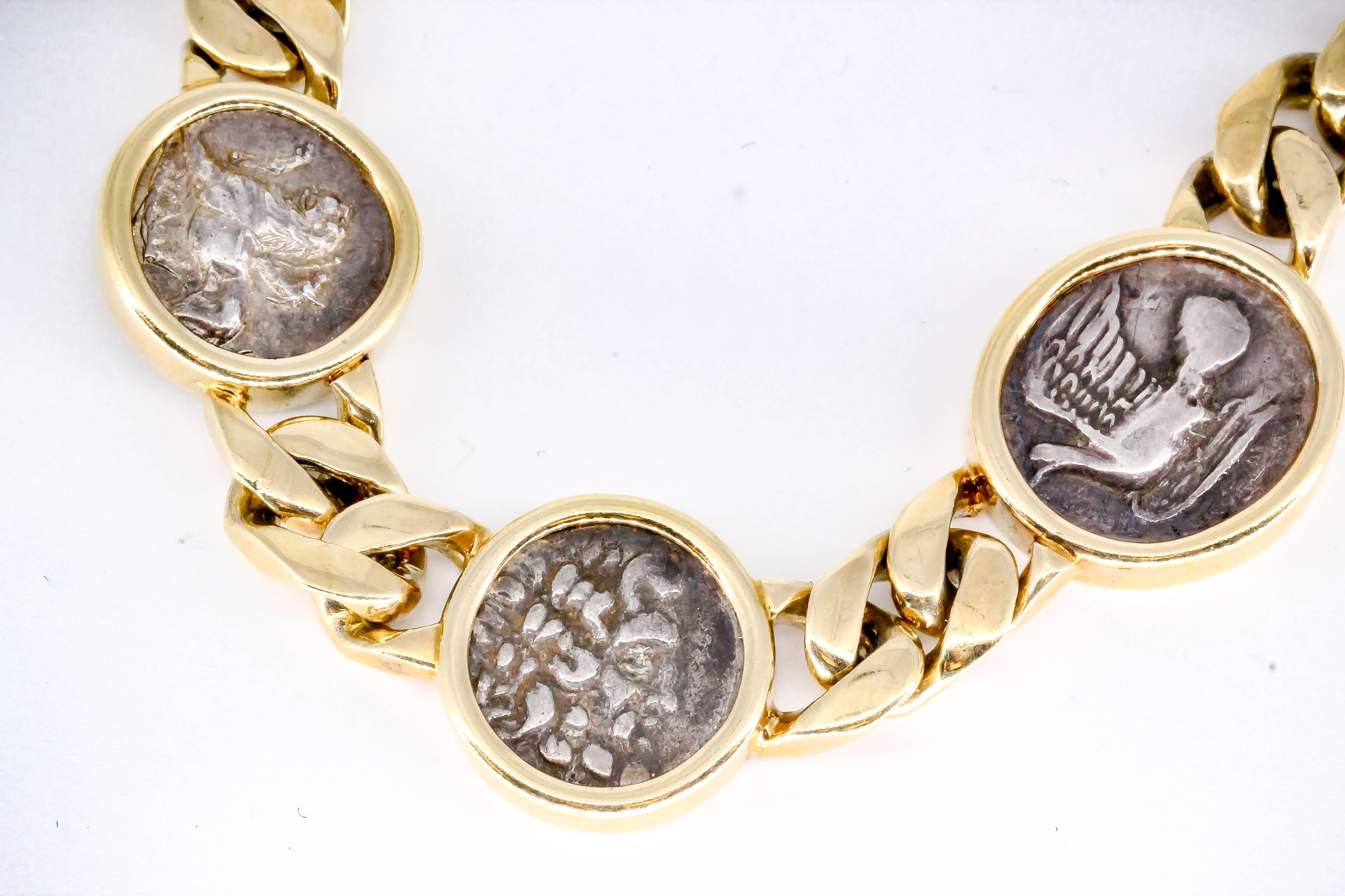 Women's Ancient Greek Coin and Gold Necklace