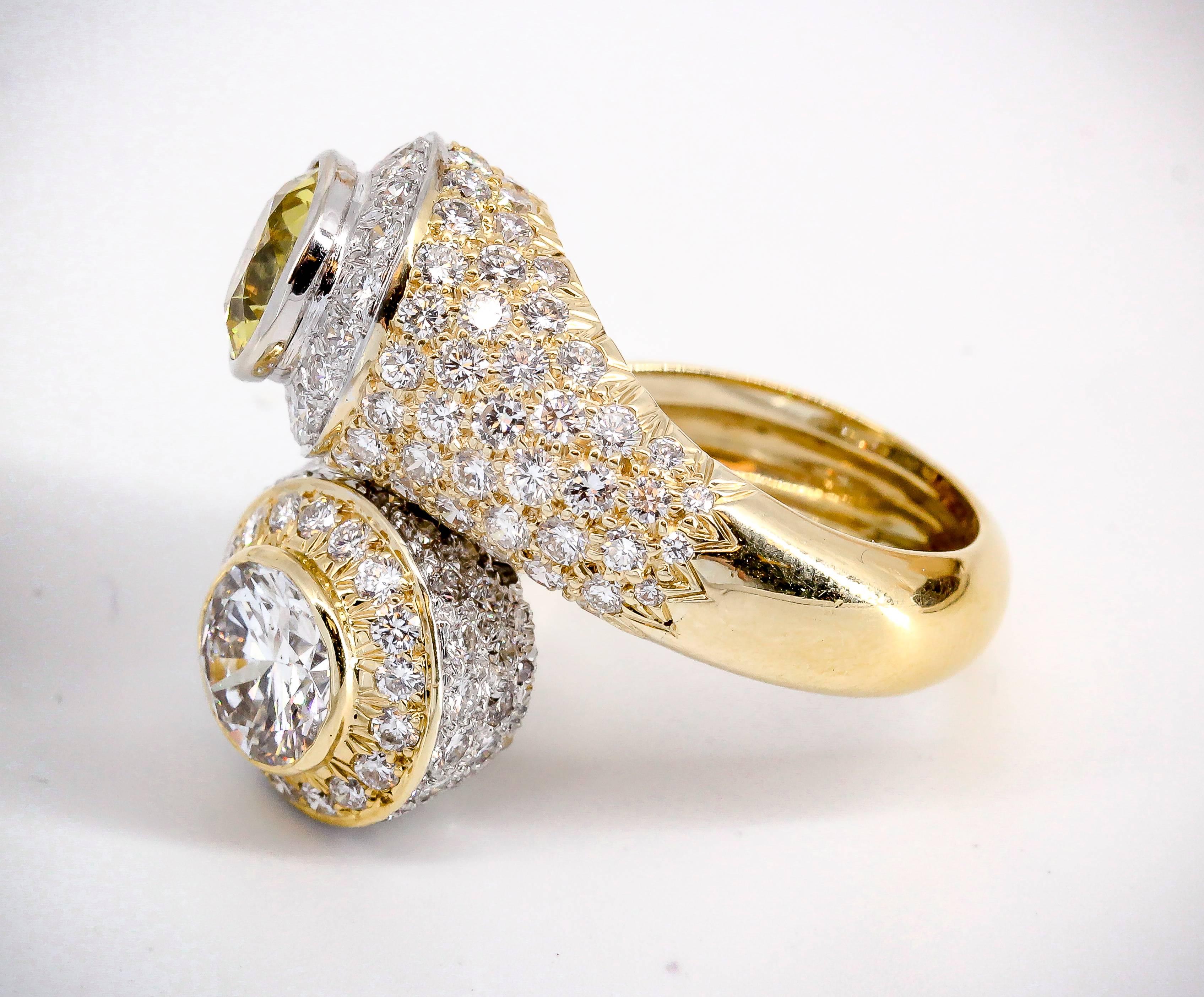 David Webb Sapphire Diamond Platinum Gold Contraire Ring 1
