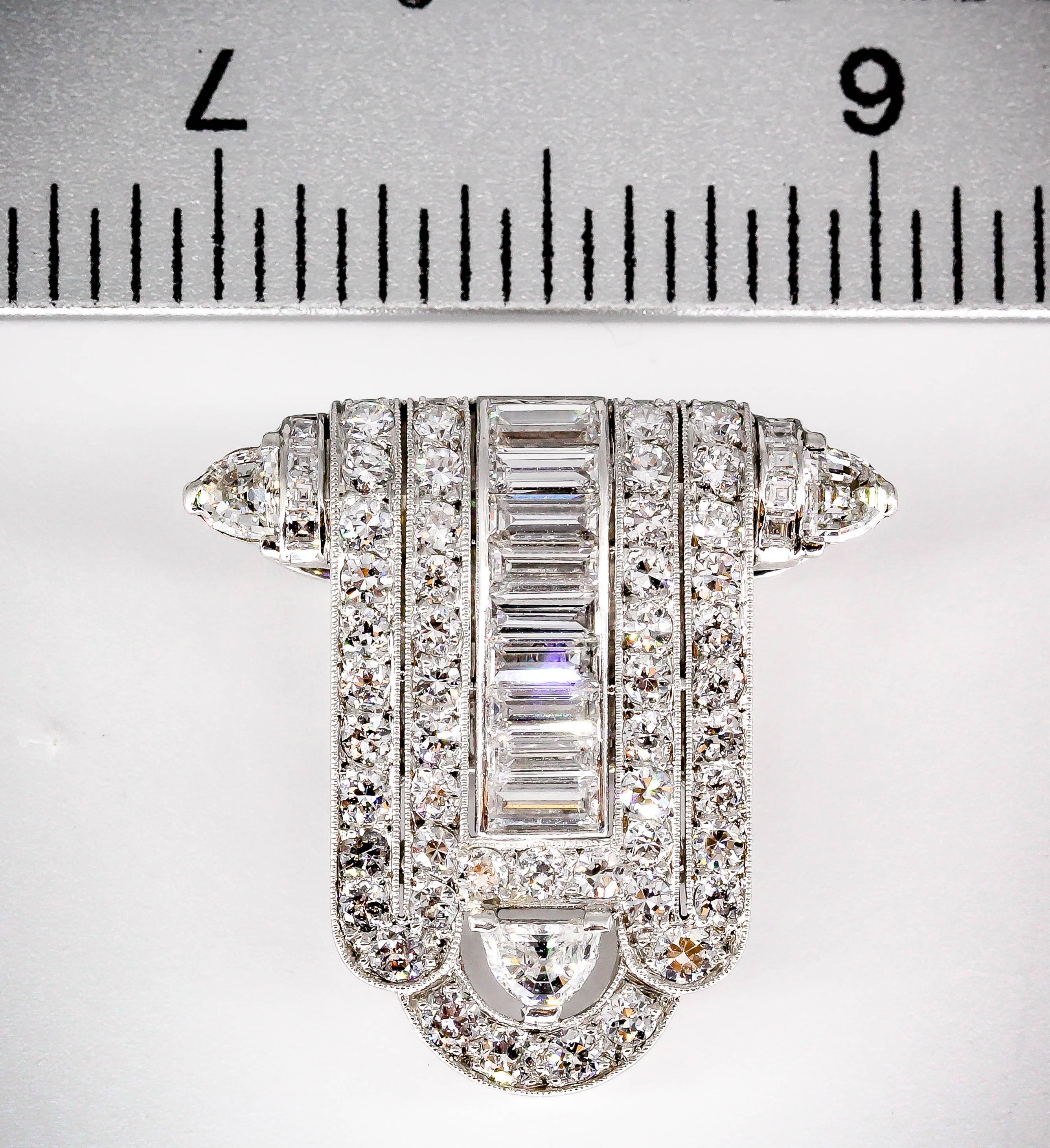 Tiffany & Co. Art Deco Diamond and Platinum Clip Brooch 1