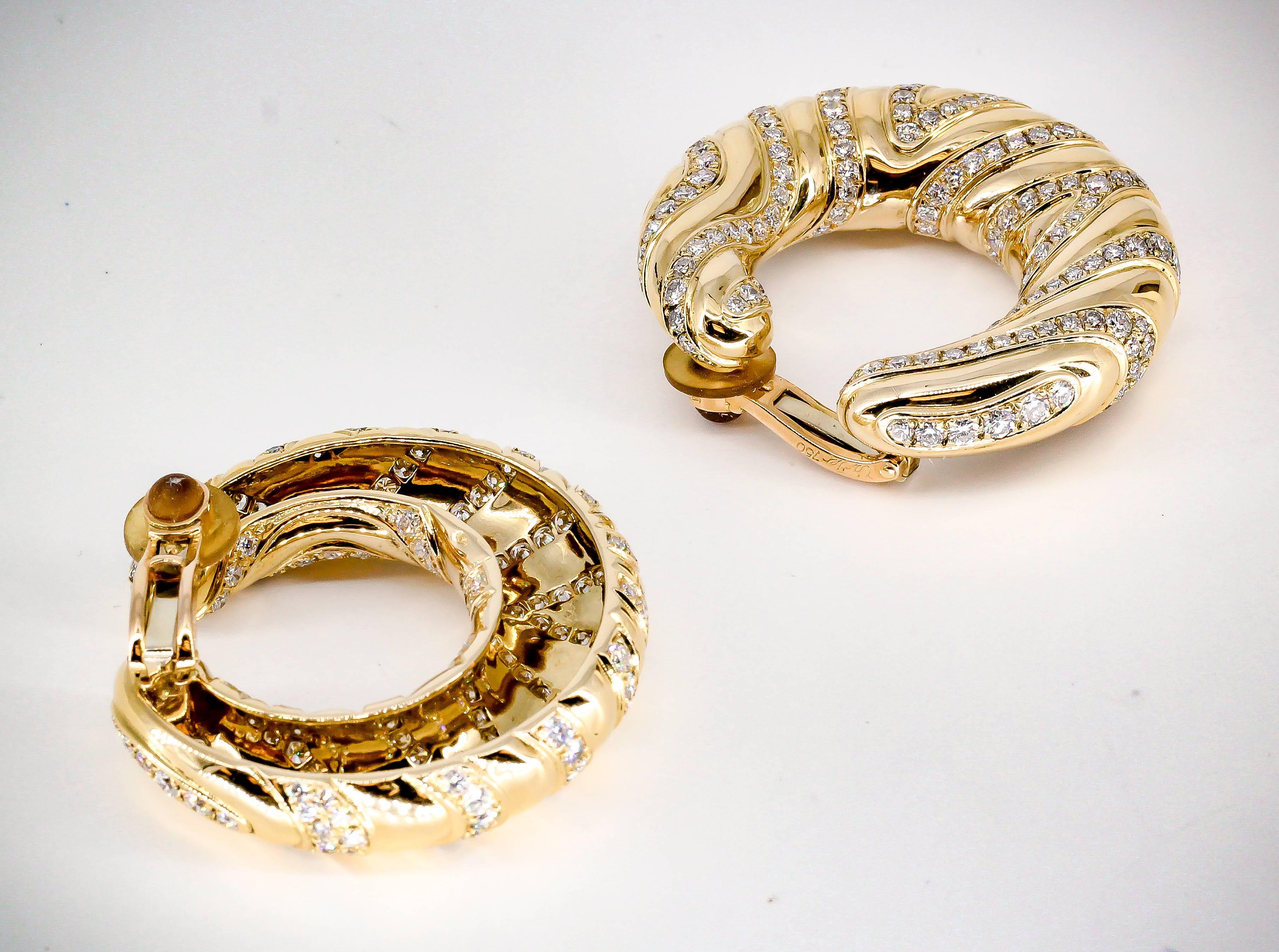 Women's Cartier Diamond and Gold Hoop Earrings