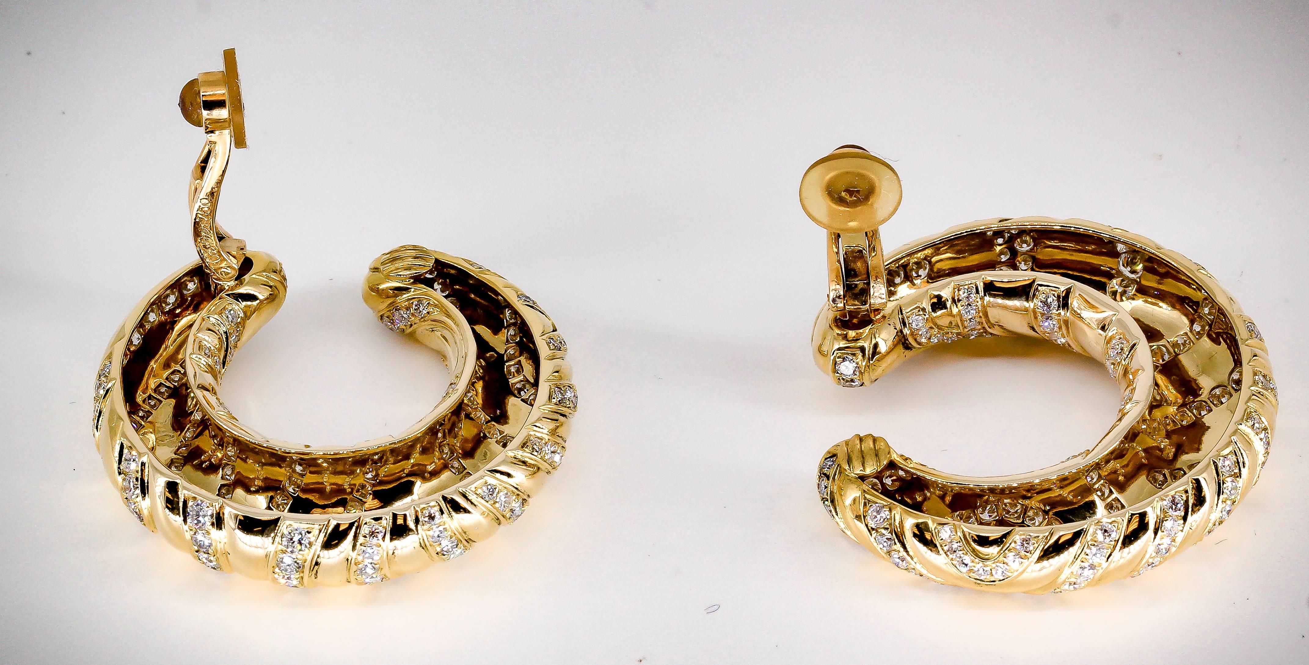 Cartier Diamond and Gold Hoop Earrings 1