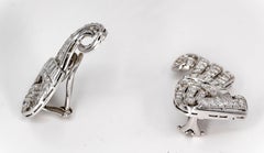 Retro Diamond and Platinum Earring Clips