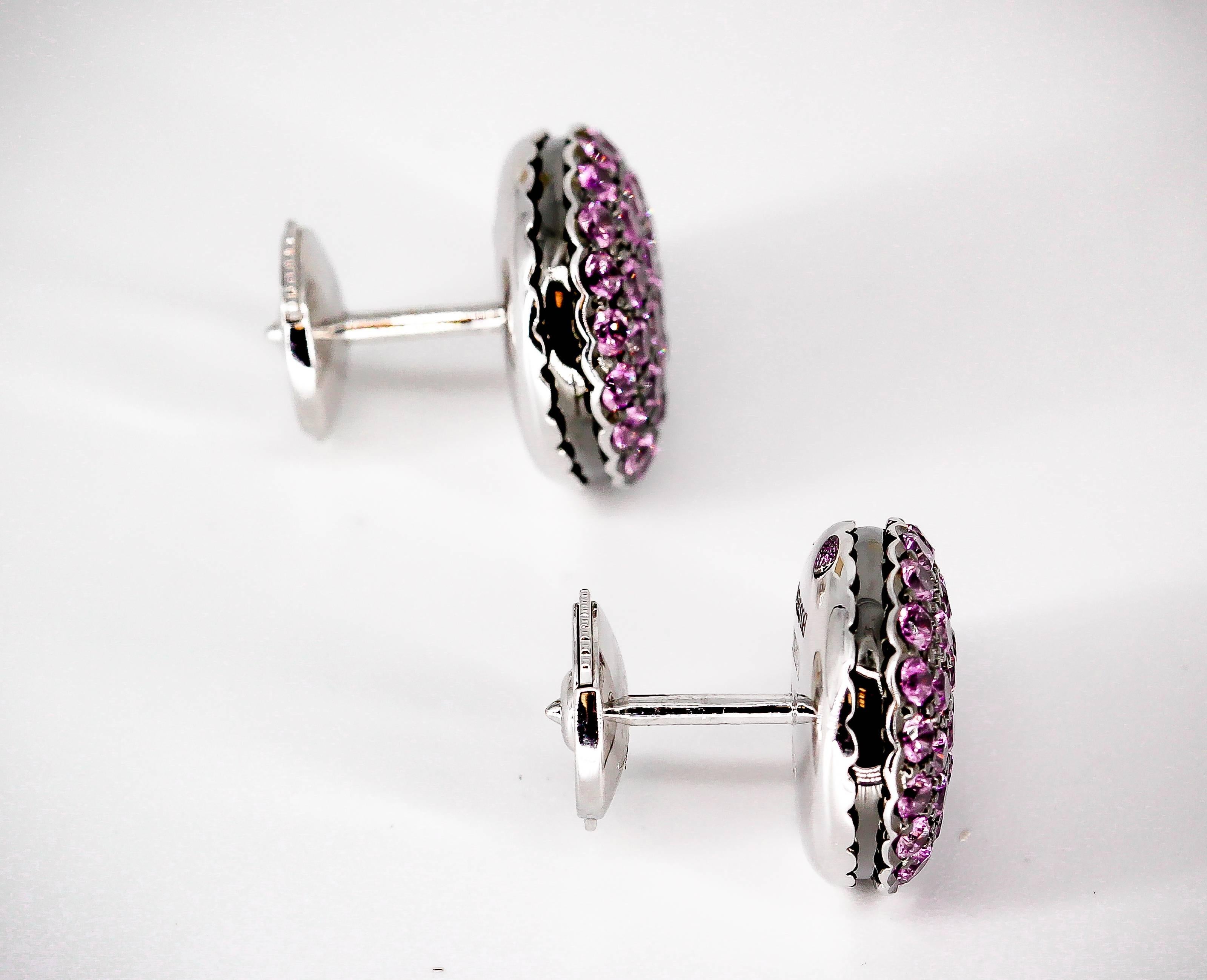 Boucheron Ruby Pink Sapphire White Gold Stud Earrings In Excellent Condition In New York, NY