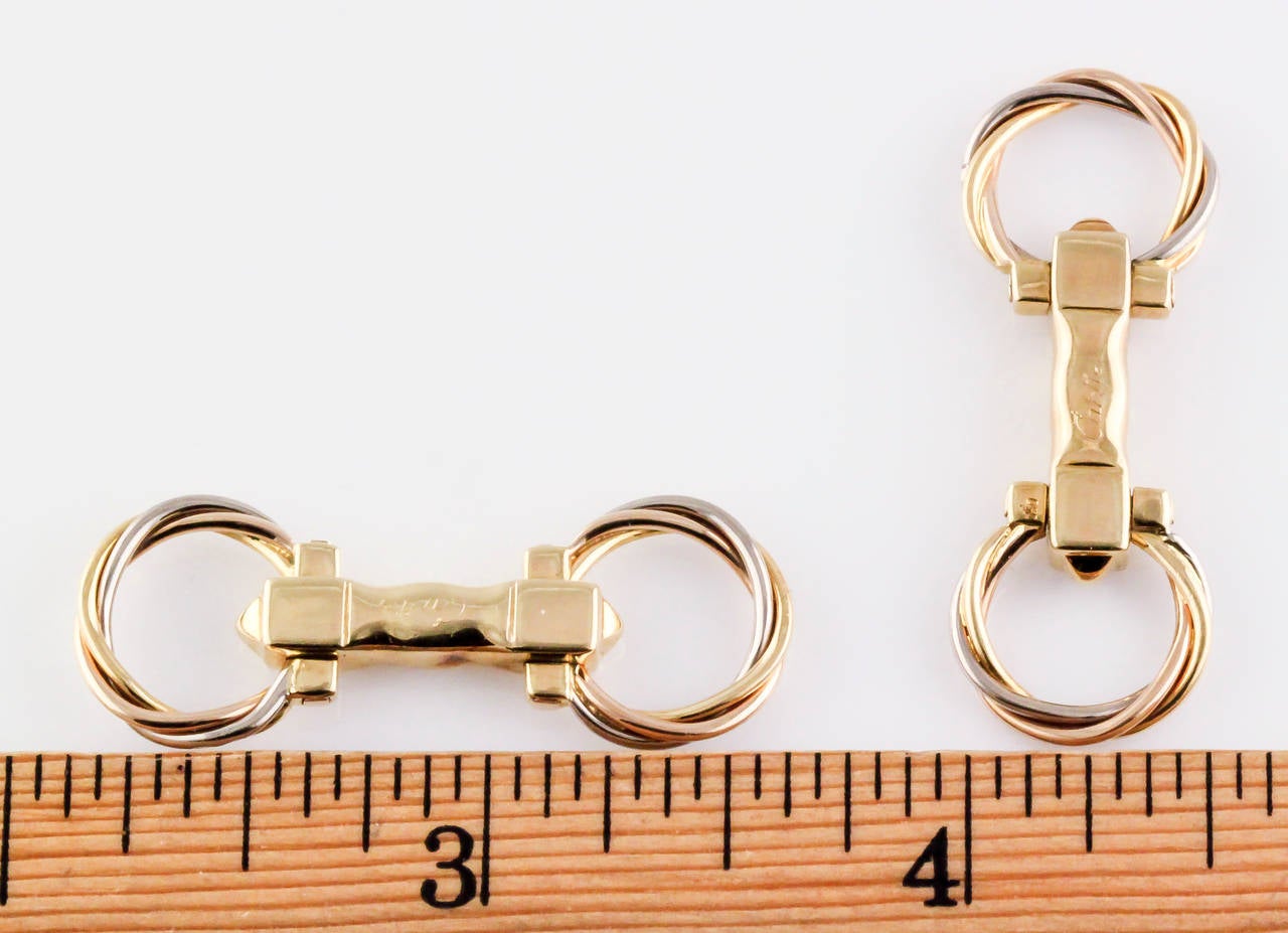 Men's Cartier Trinity Three-Color Gold Folding Cufflinks