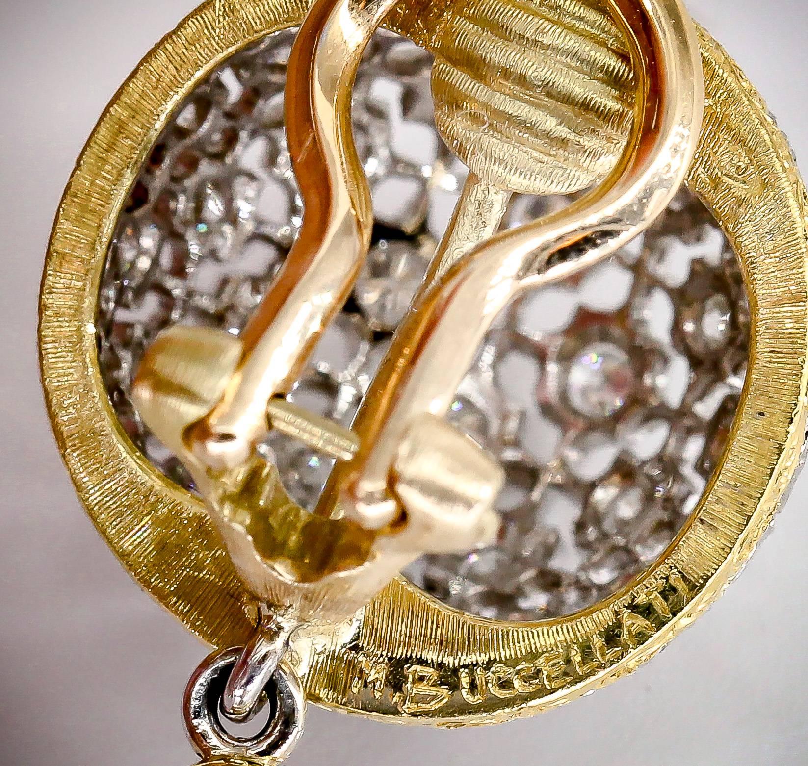 Women's Mario Buccellati Diamond Two-Tone 18 Karat Gold Dangle Earrings