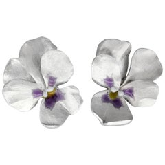 JAR Aluminum and Gold Pansy Earrings