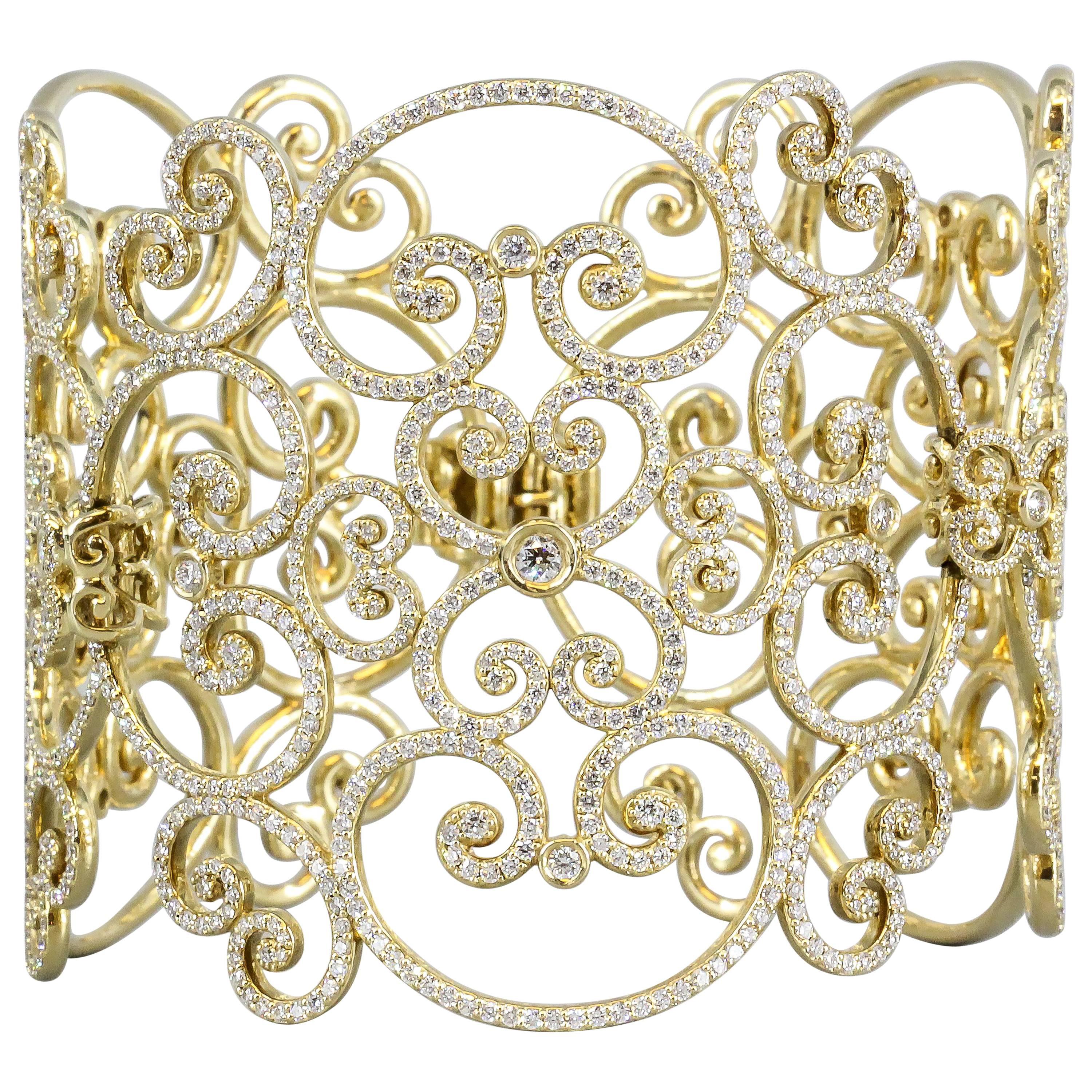 Tiffany & Co. Paloma Picasso Goldoni Diamond Gold Wide Bracelet