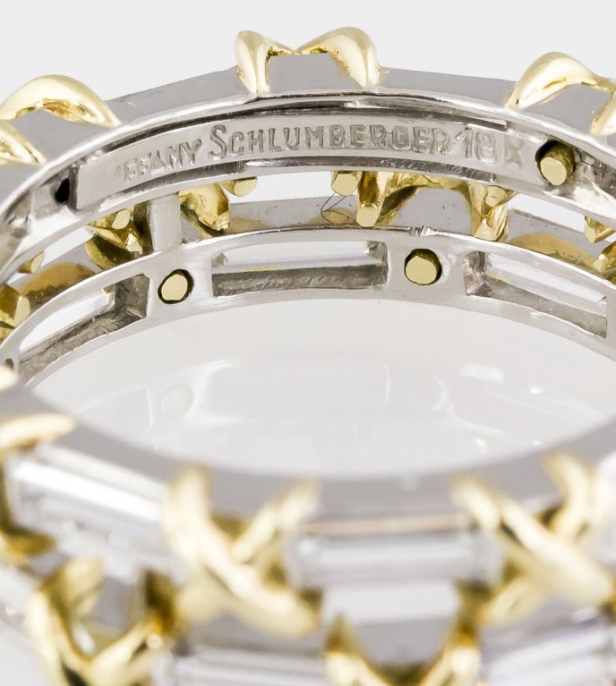 Contemporary Tiffany & Co. Schlumberger Diamond Baguette Platinum and 18 Karat Gold Band