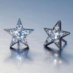 Robert Vogelsang 0.94 Carat Diamond Platinum Star Stud Earrings
