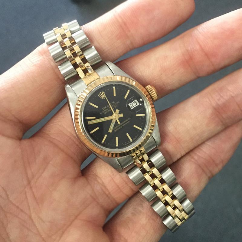 two tone black face rolex