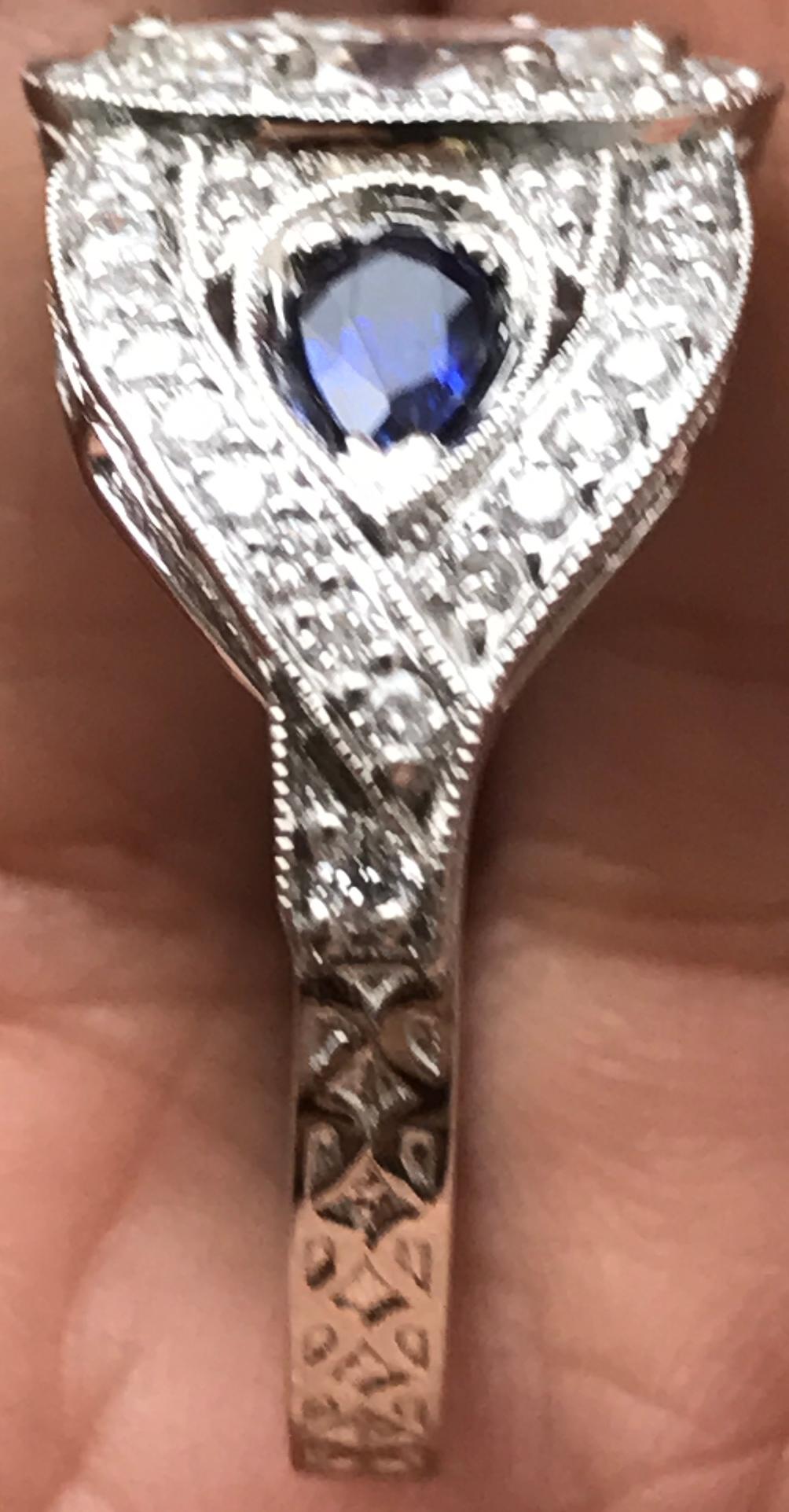 2.0 Carat Approximate, Marquise Halo Diamond and Sapphire Ring, Ben Dannie In New Condition For Sale In West Hollywood, CA
