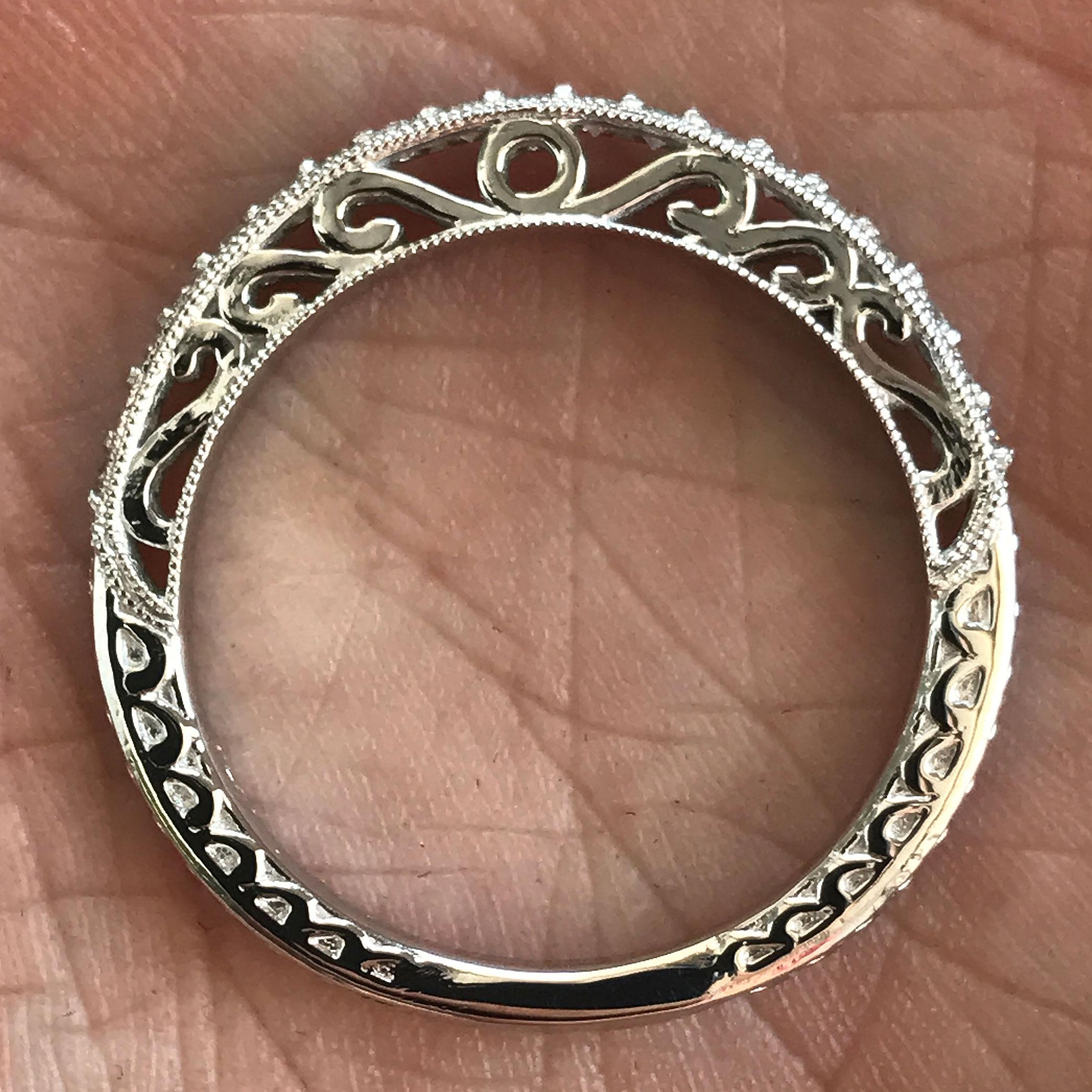 Modern 0.25 Carat TW Approx, Diamond Wedding Band Milgrain Hand Engraving, Ben Dannie For Sale